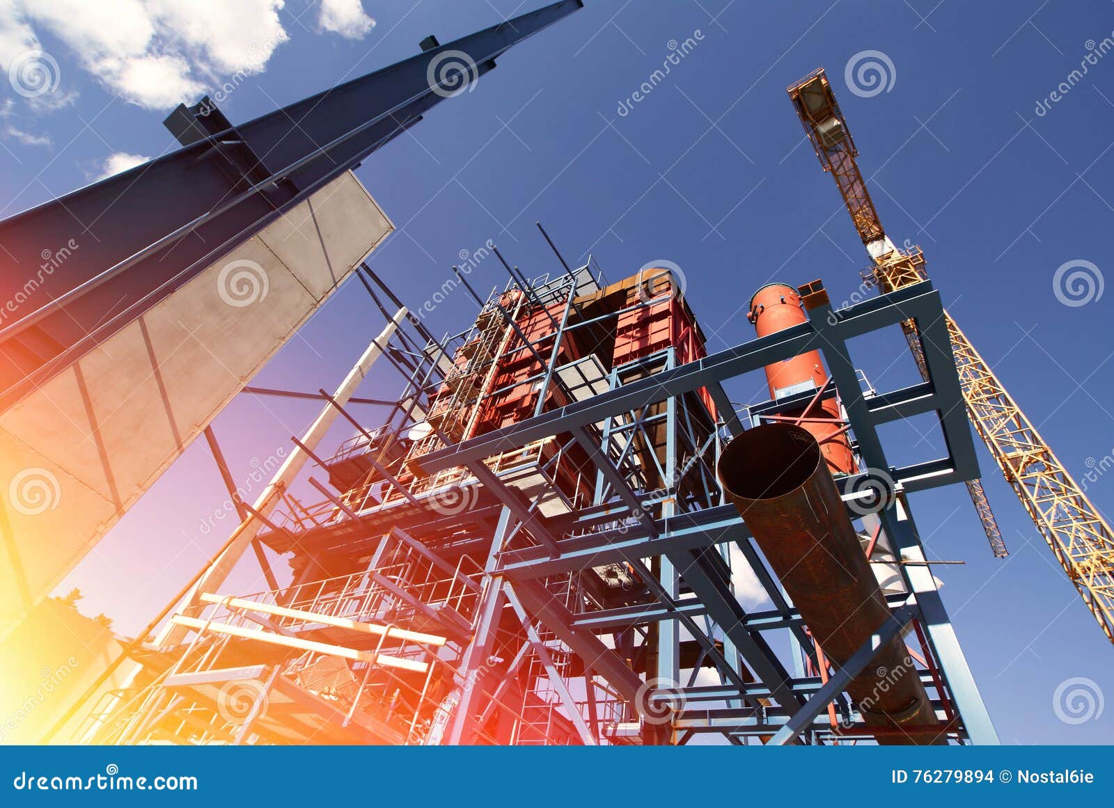 Cranes Beams on Construction of Industrial Factory Stock Photo Image of metal, smokestack