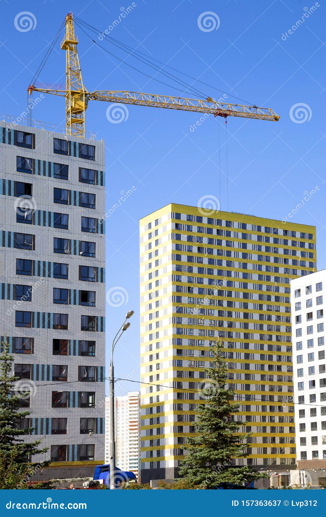 Cranes Over the House Under Construction .. Stock Image Image of
