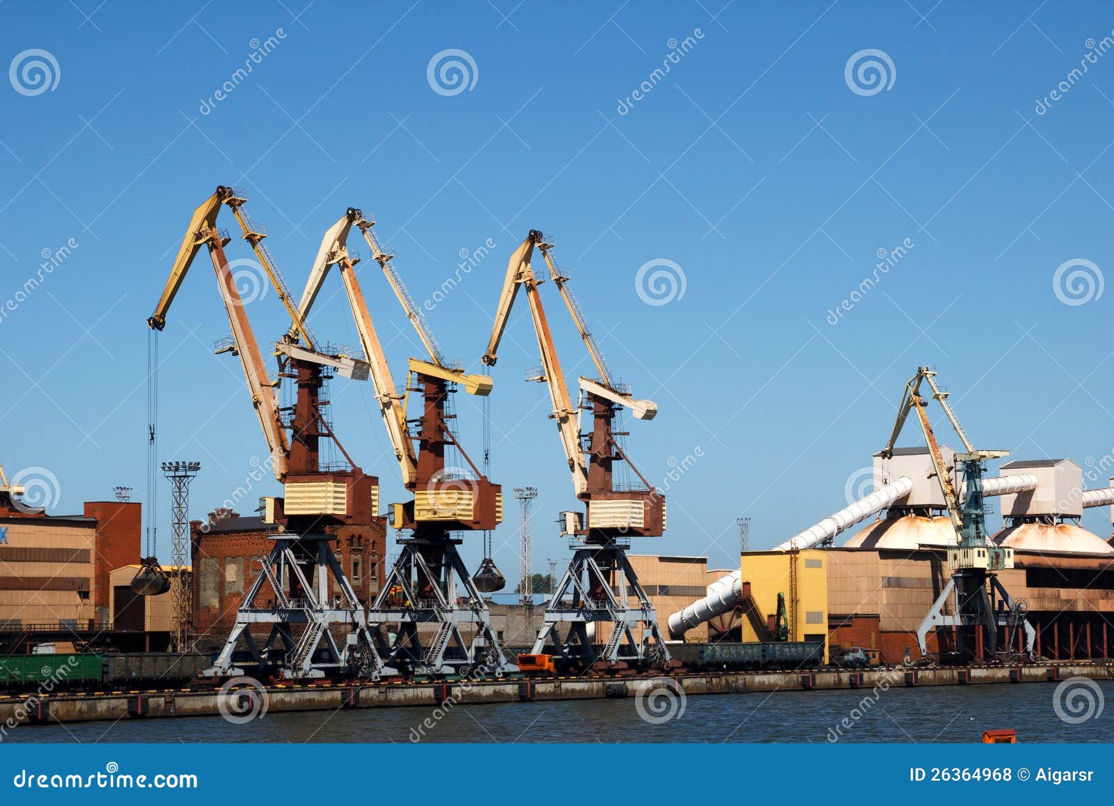 Cranes in a port stock photo. Image of crane, ship, industry 26364968