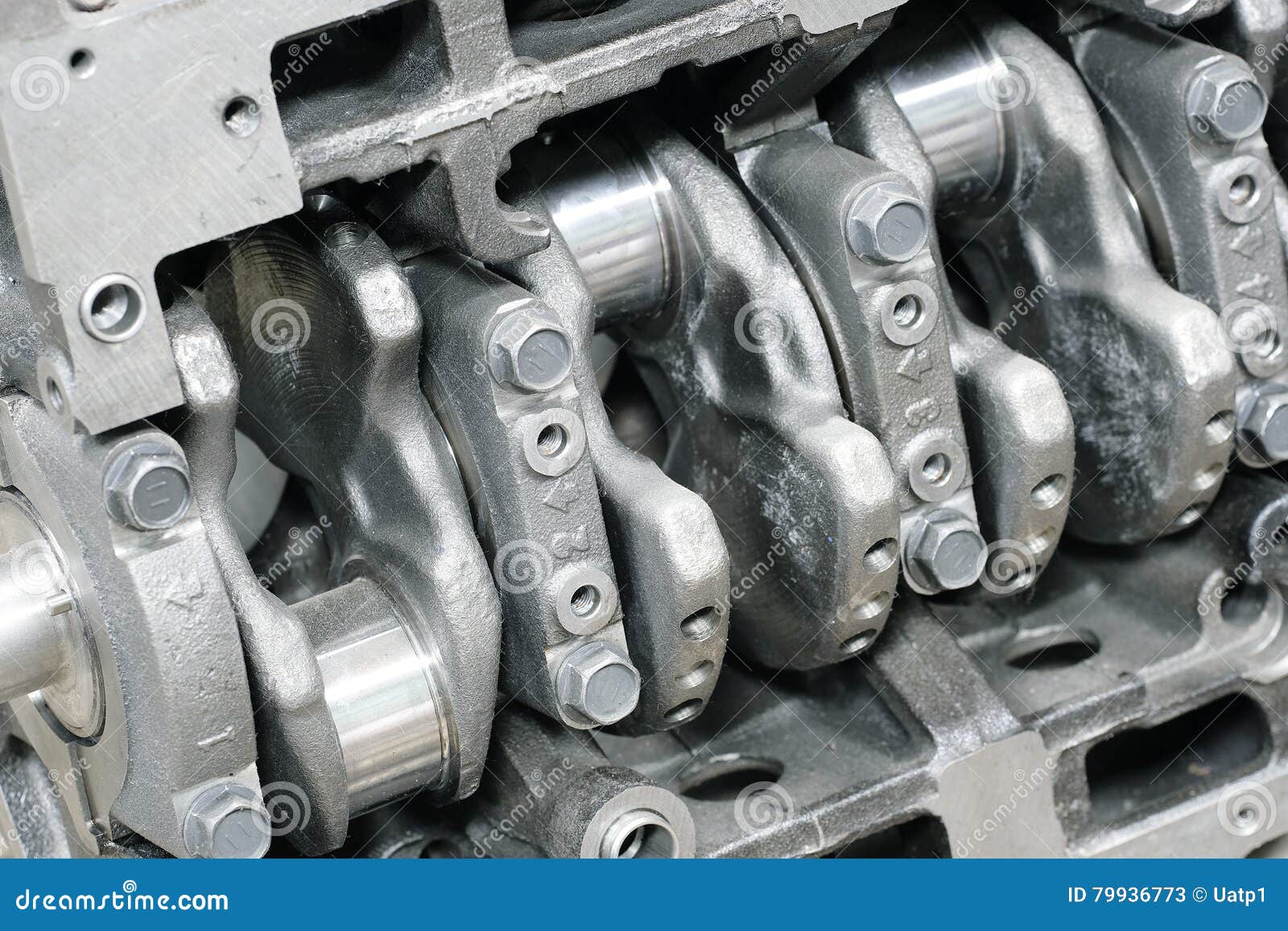 Crank in a cylinder head stock image. Image of background 79936773
