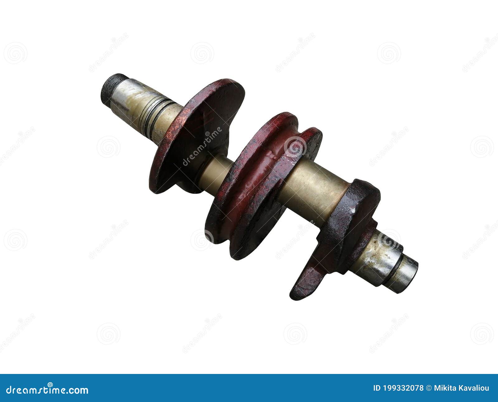 Crankshaft Of A Twocylinder Tractor Engine On An Isolated White