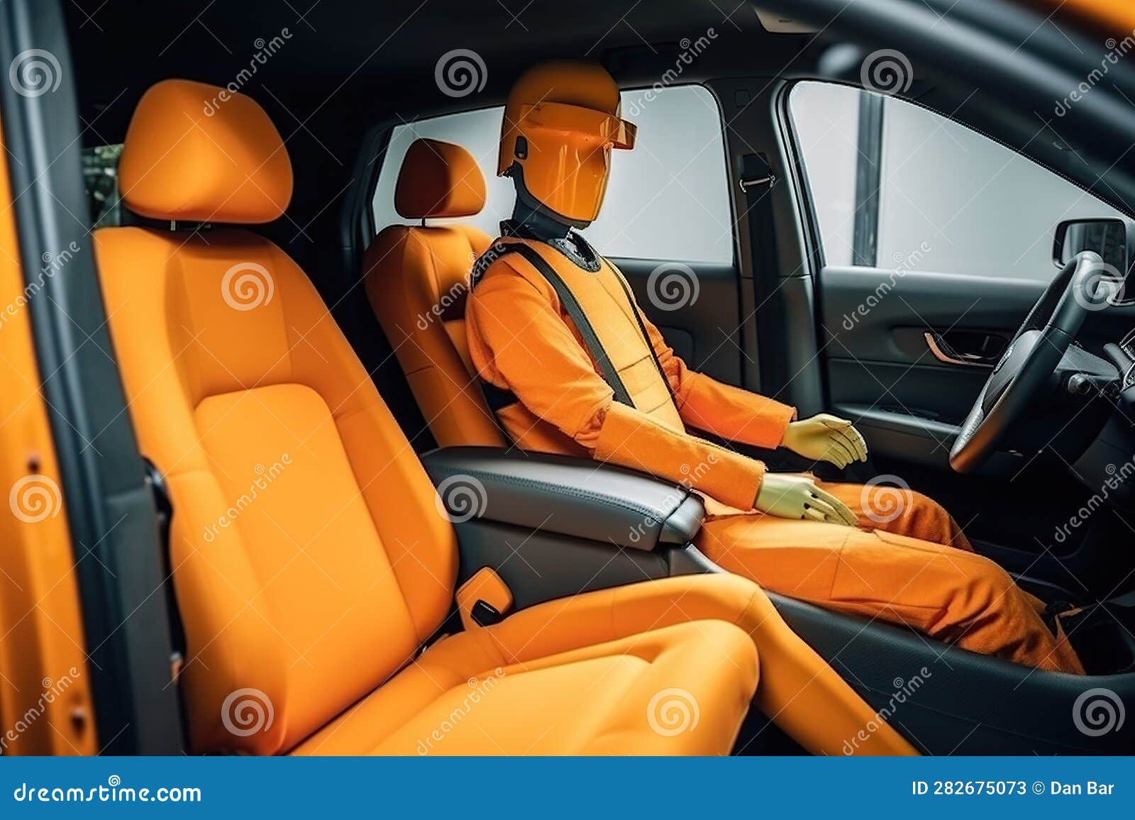 crash dummy in test car simulation. generative ai