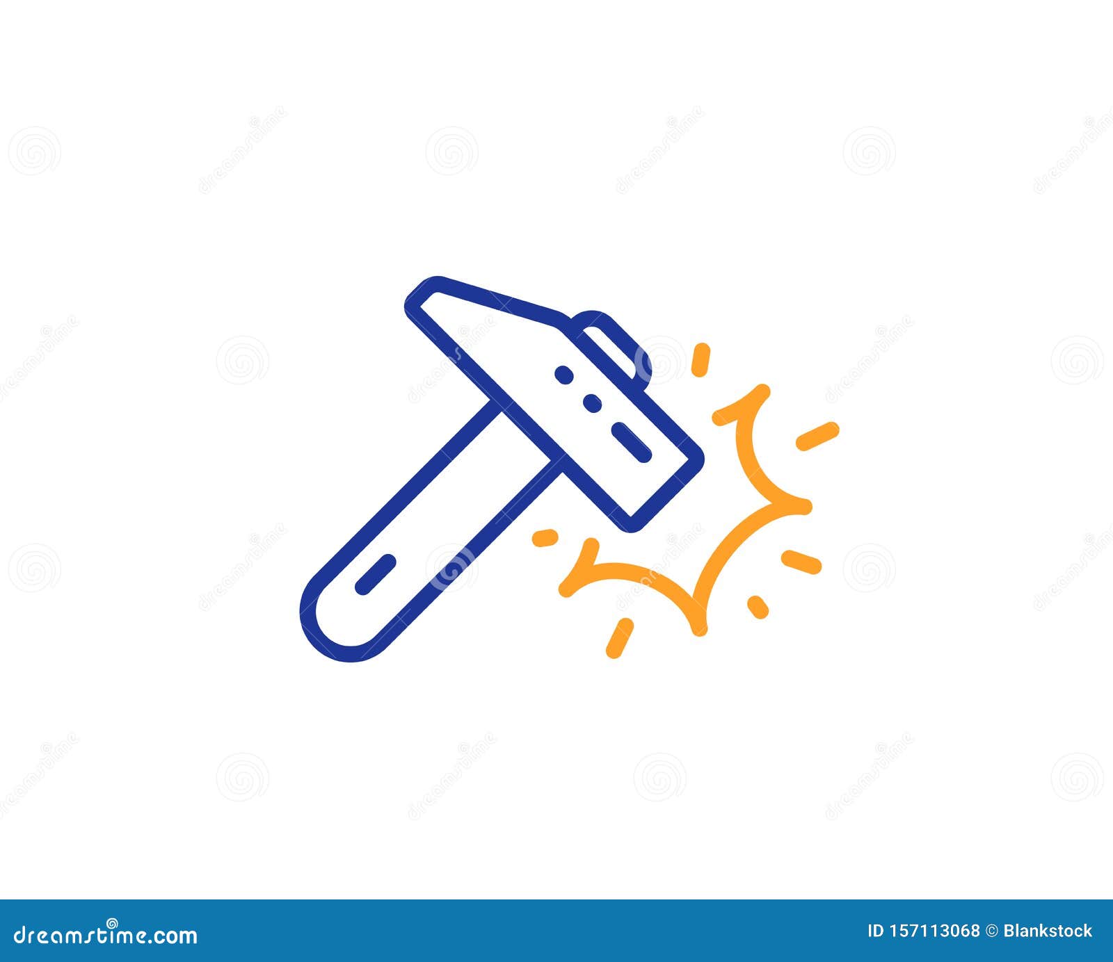 hammer blow line icon. crash protection sign. repair tool. 