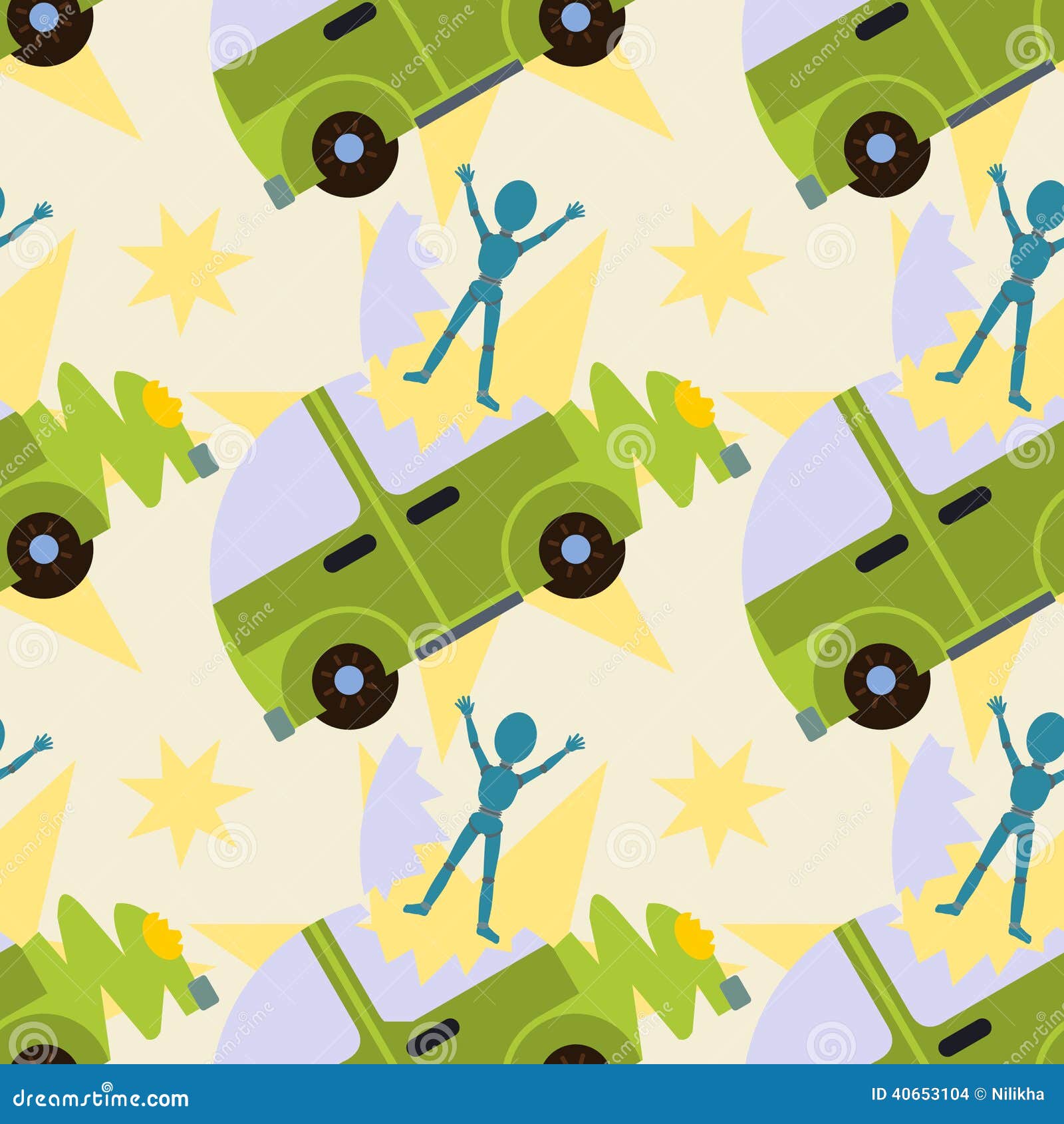 Crash Test Dummy Seamless Background Design Stock Illustration