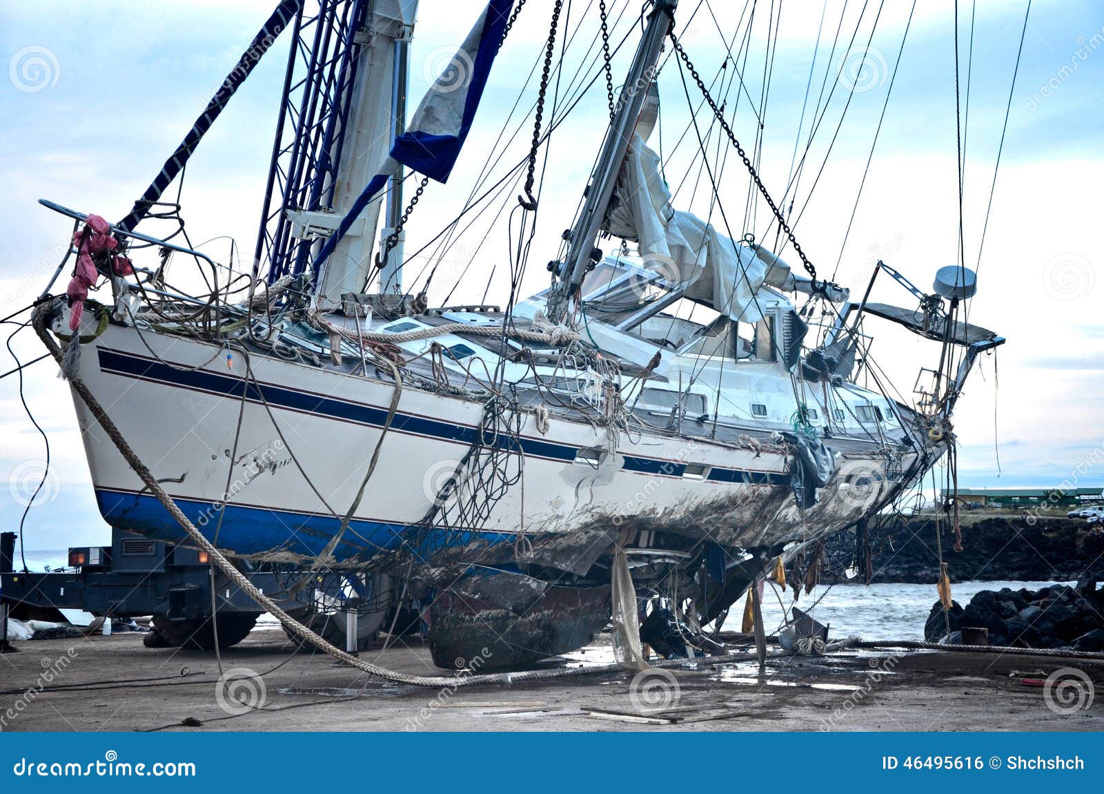 Crash Yacht Stock Photo Image 46495616