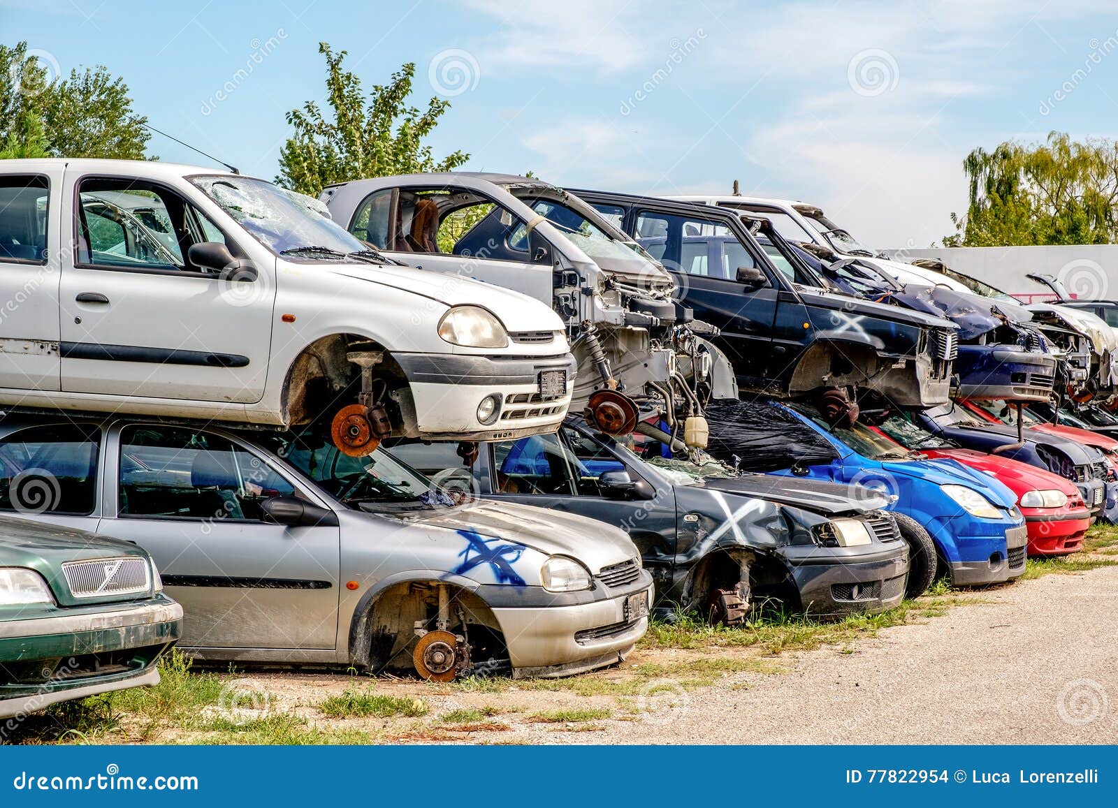 Crashed cars junkyard stock photo. Image of corrosion 77822954