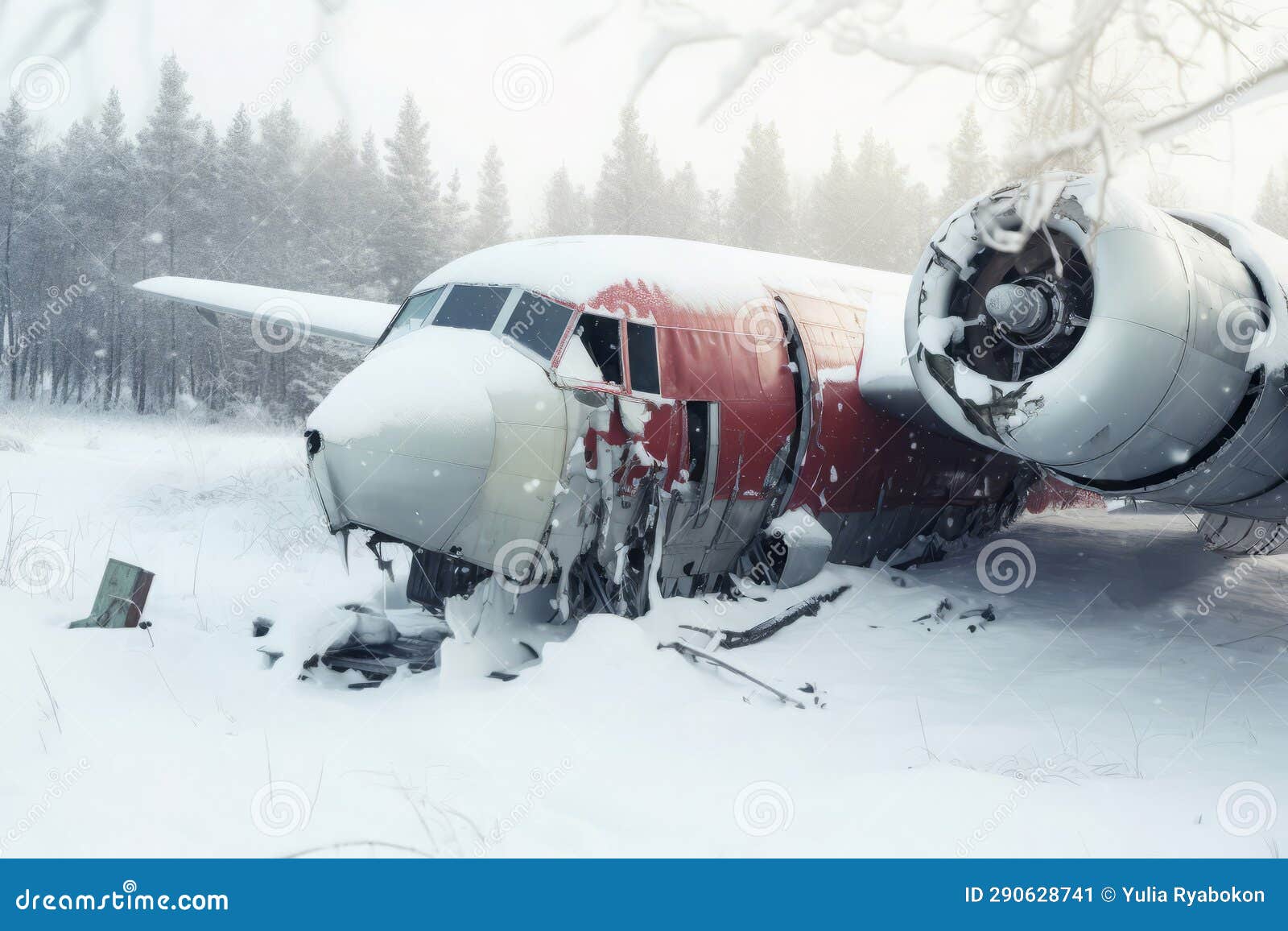Aged aircraft after accident on uneven snowy land · Free Stock Photo