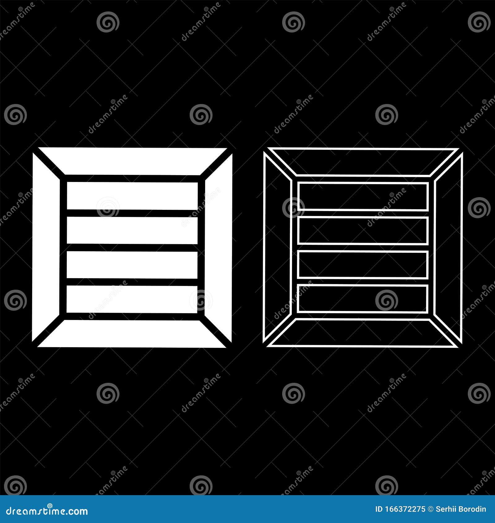 crate for cargo transportation wooden box ?ontainer icon outline set white color   flat style image