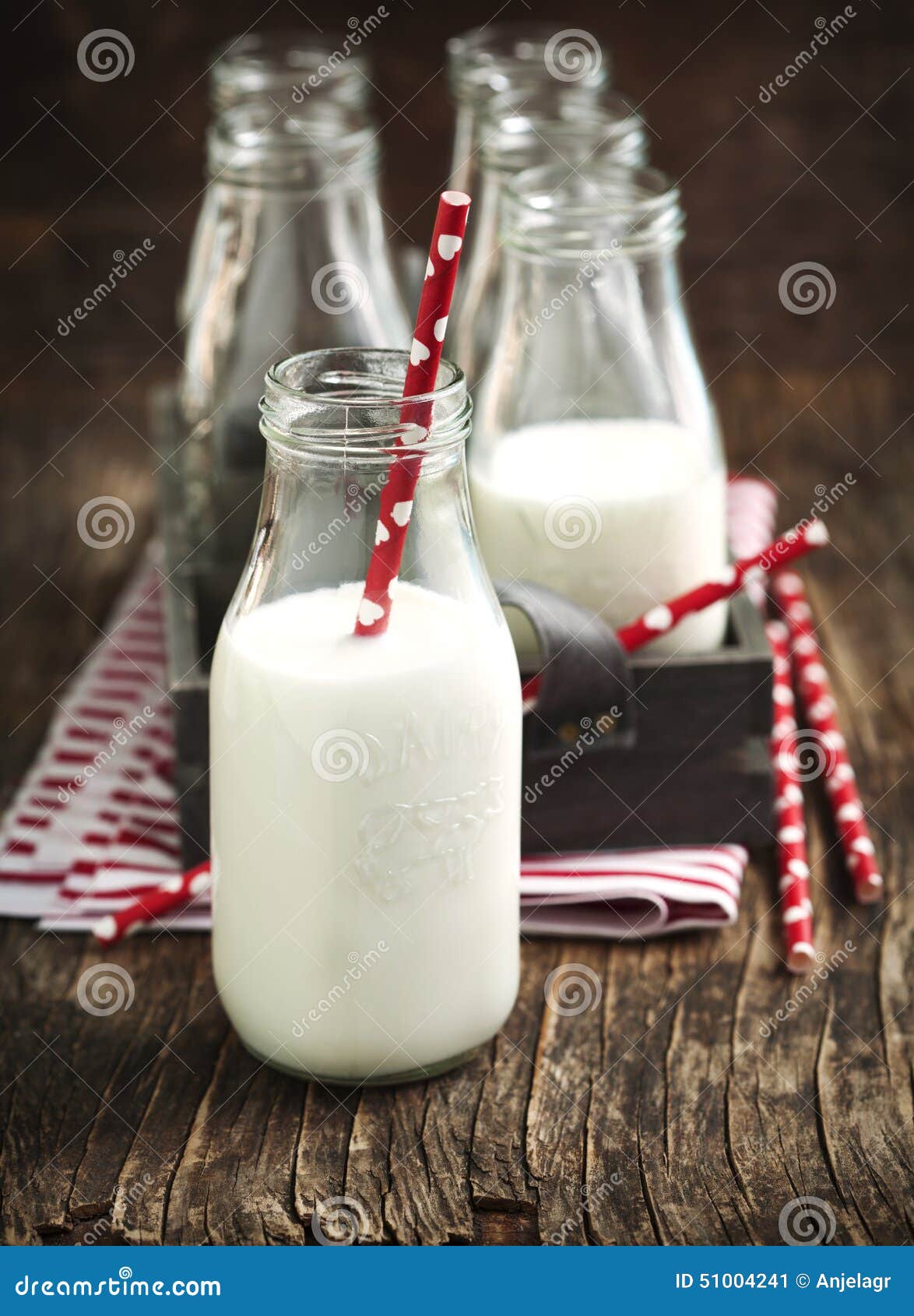 Crate of Milk Bottles with Drinking Straws Stock Image Image of rack, cream 51004241