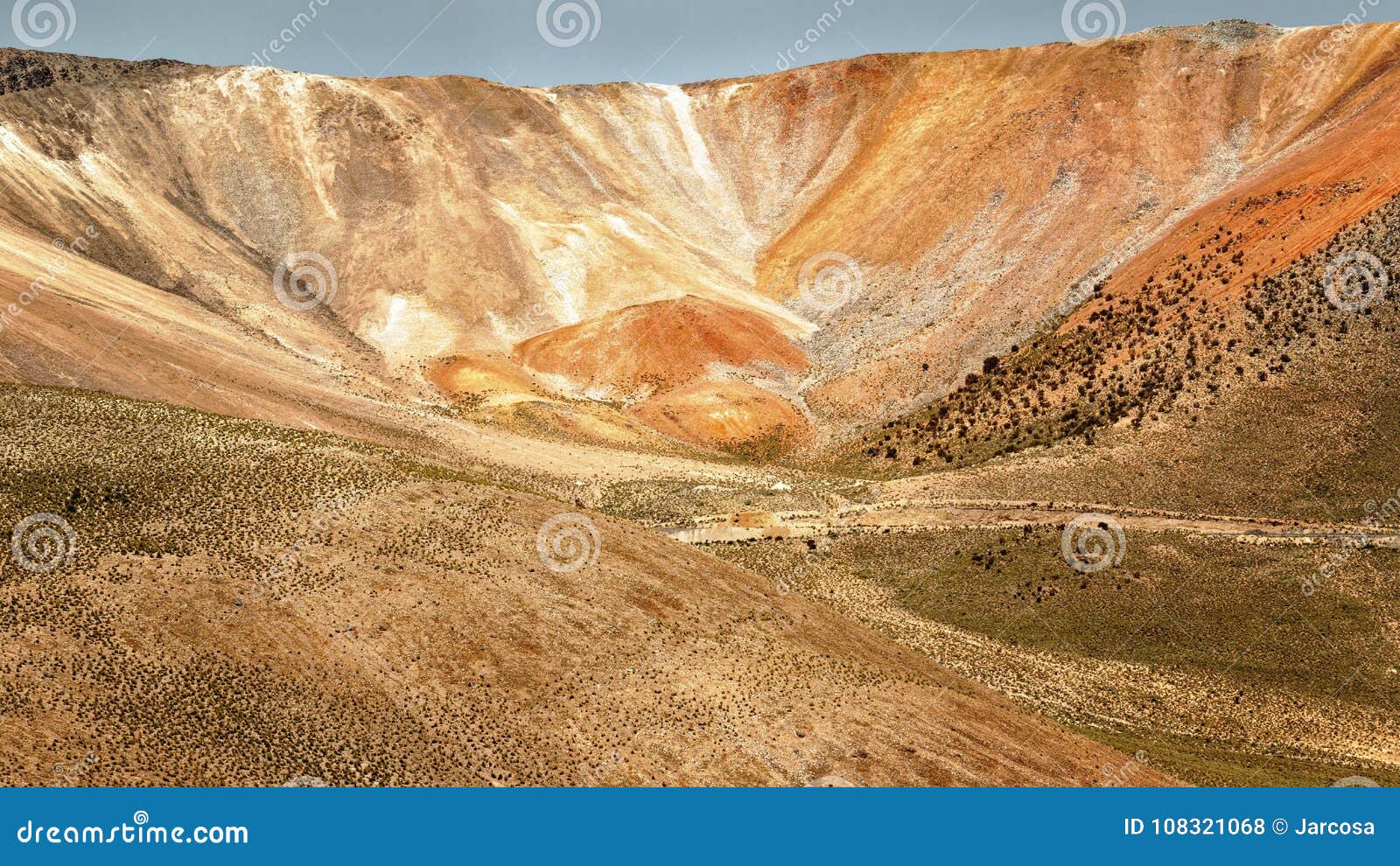 crater of multicolored volcano, near the town of cariquima and c