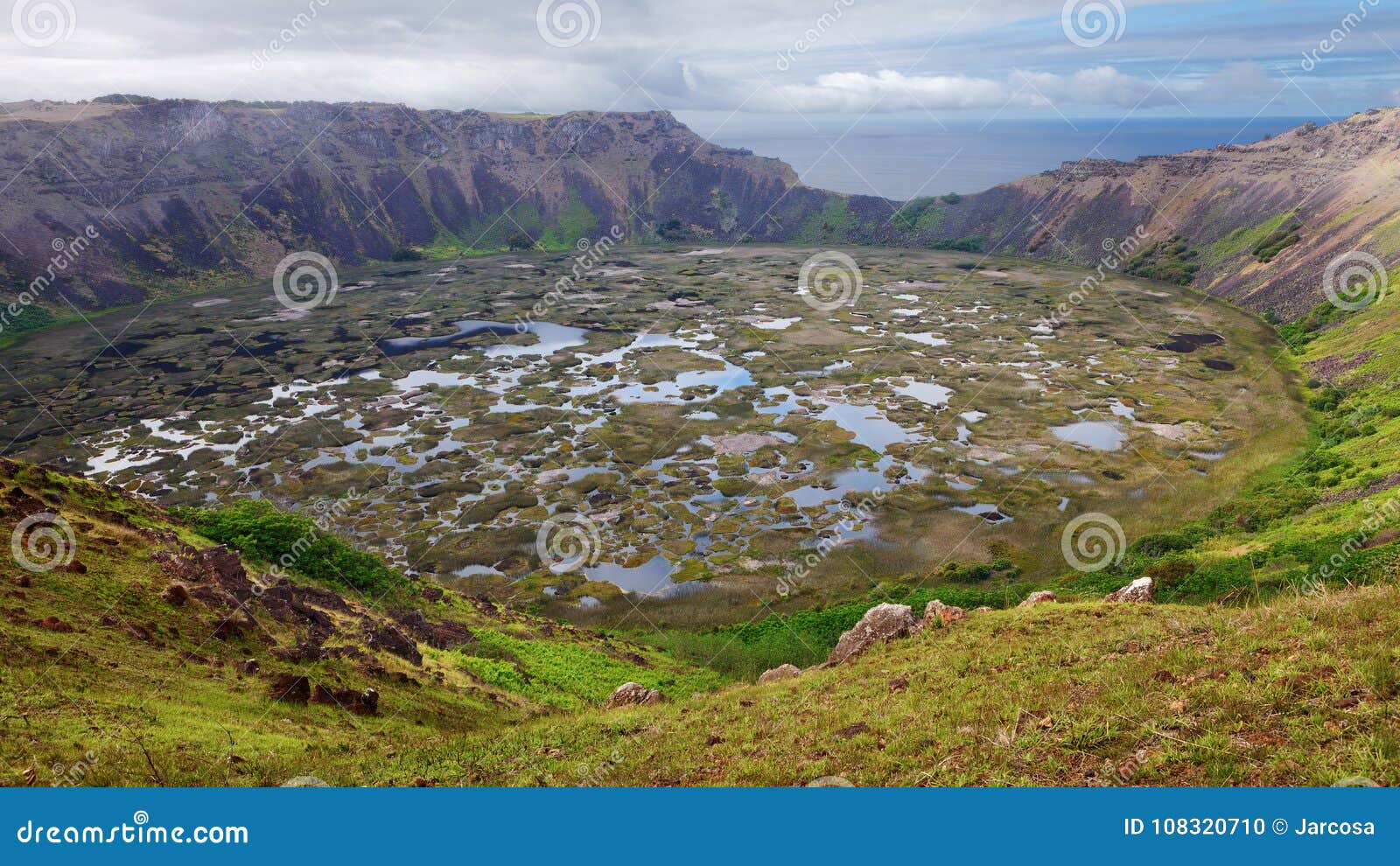 Crater of the Rano Kau Volcano, Easter Island Stock Photo Image of