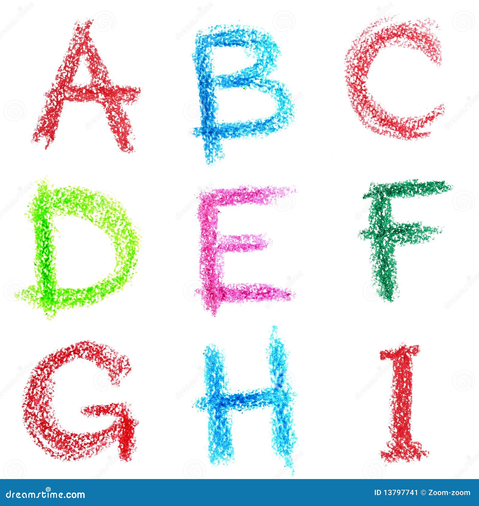 crayon alphabet, lettrs a - i