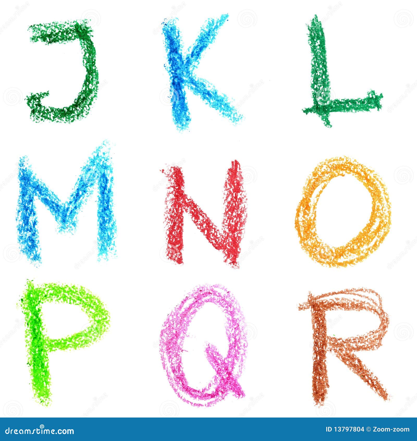 crayon alphabet, lettrs j - r