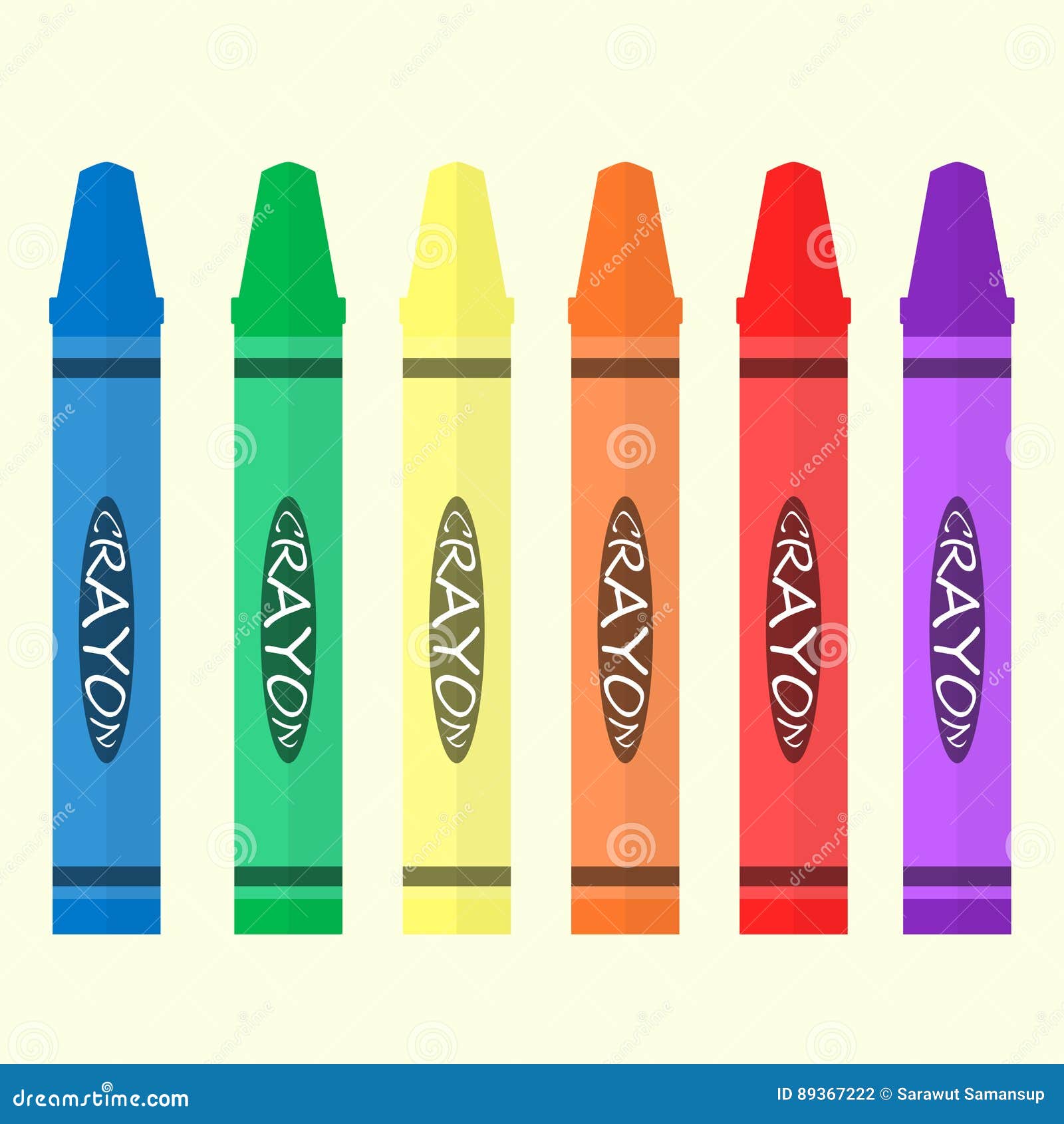 Crayon 6 color set stock vector. Illustration of rainbow - 89367222