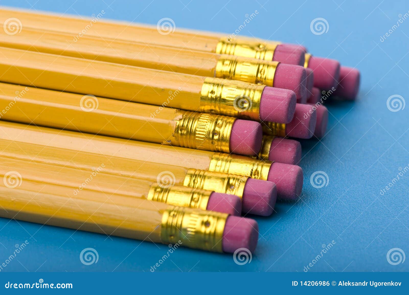 Crayon with Eraser on Blue Close Up Stock Photo Image of isolated