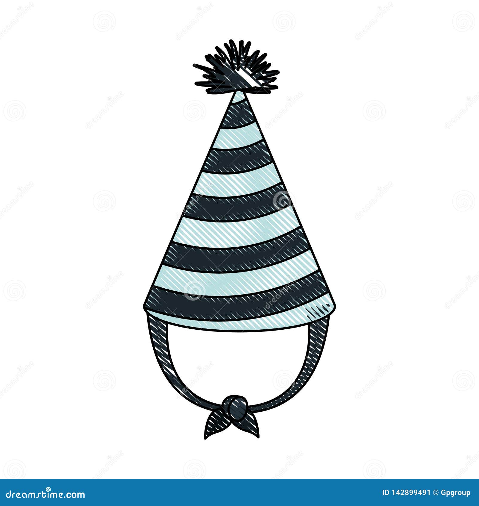 Download Crayon Silhouette Of Hand Drawing Blue Party Hat With ...