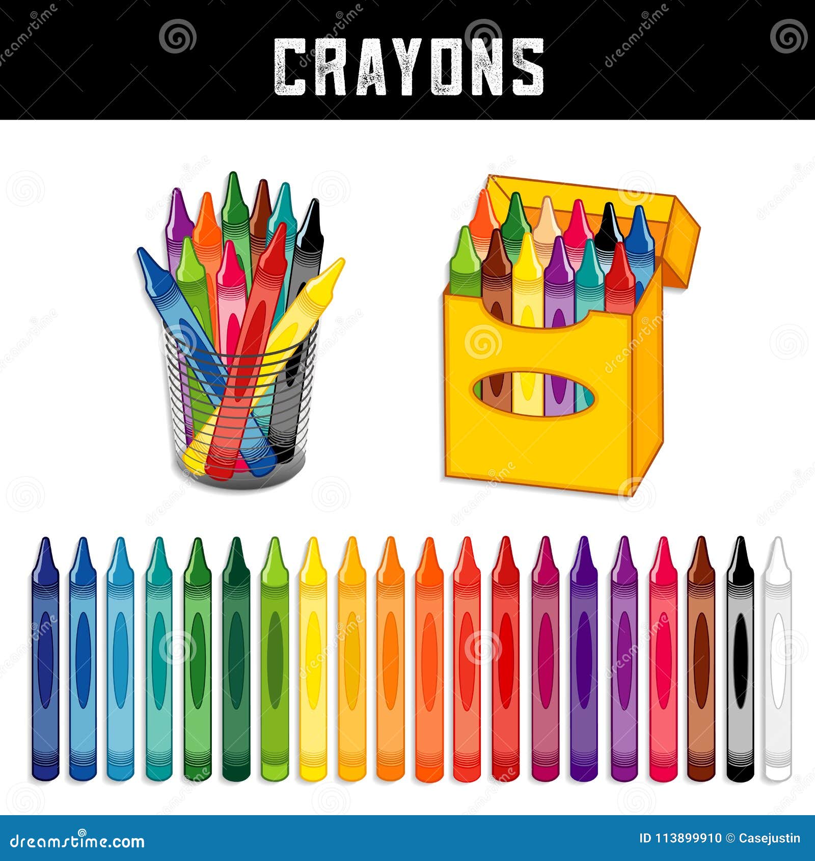 crayons collection, twenty rainbow colors