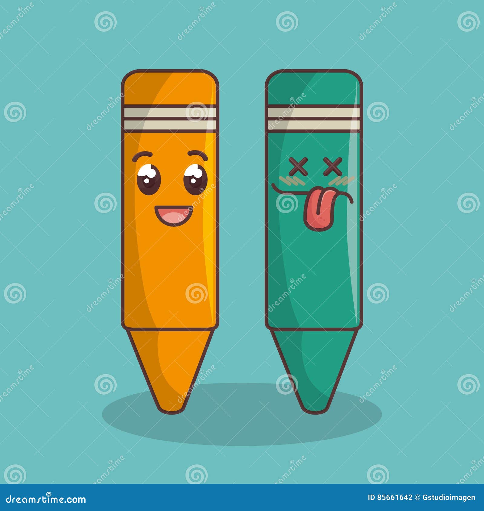 Funny Crayons Cartoon Illustration 34471737