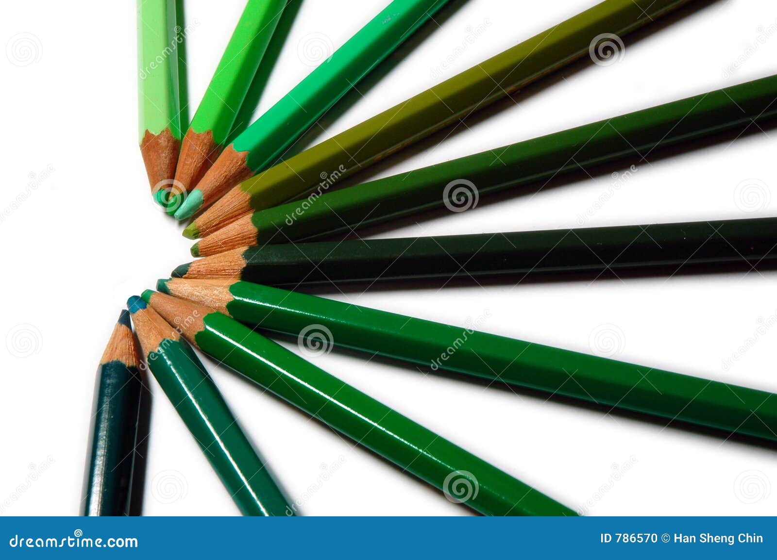 Crayons de couleur verte photo stock. Image du graphite 786570