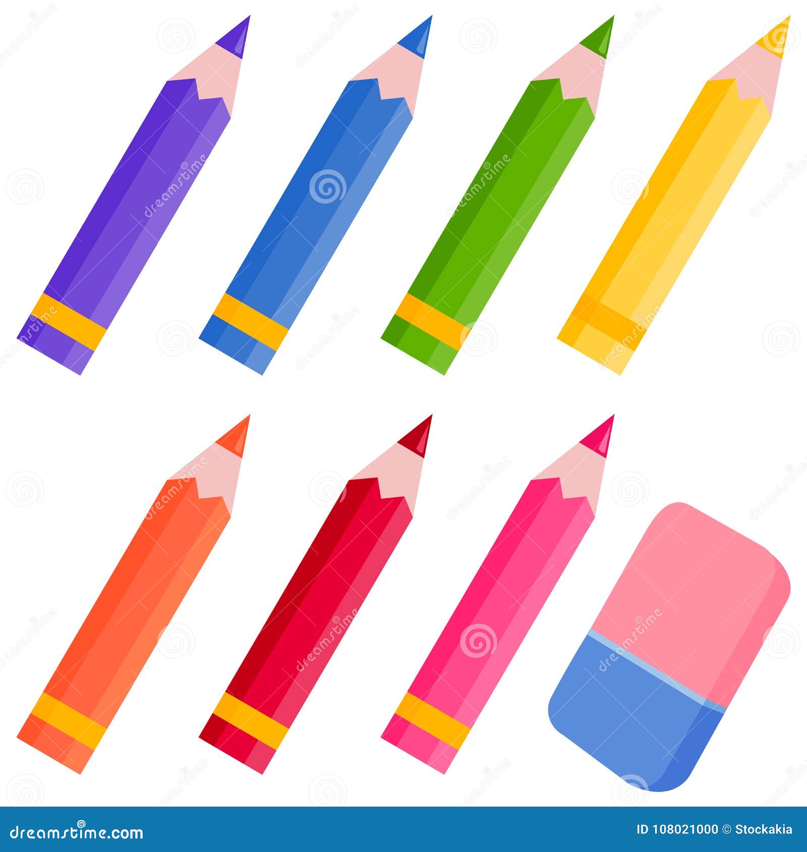 Crayons Et Gomme à Effacer Colorés Illustration de Vecteur - Illustration  du crayon, gomme: 108021000