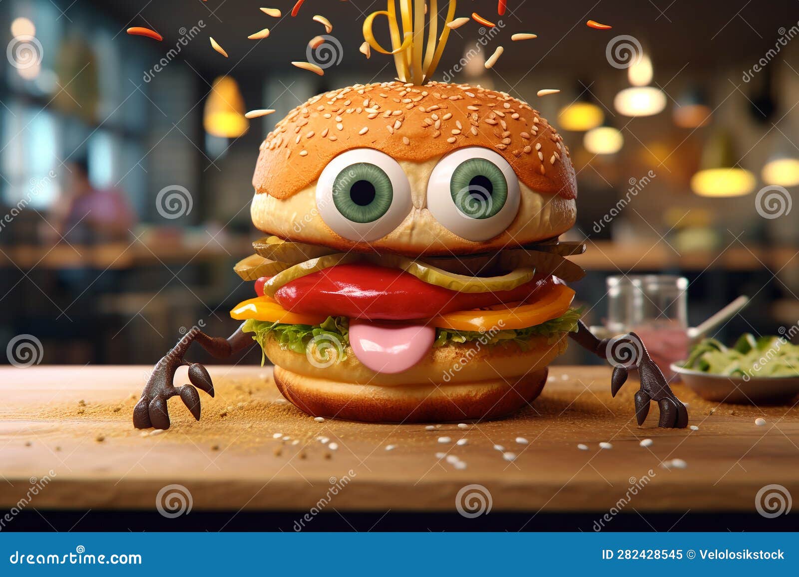 Hilarious 3d Dino Munching On A Burger Background, 3d Cartoon, 3d  Character, 3d Illustrations Background Image And Wallpaper for Free Download