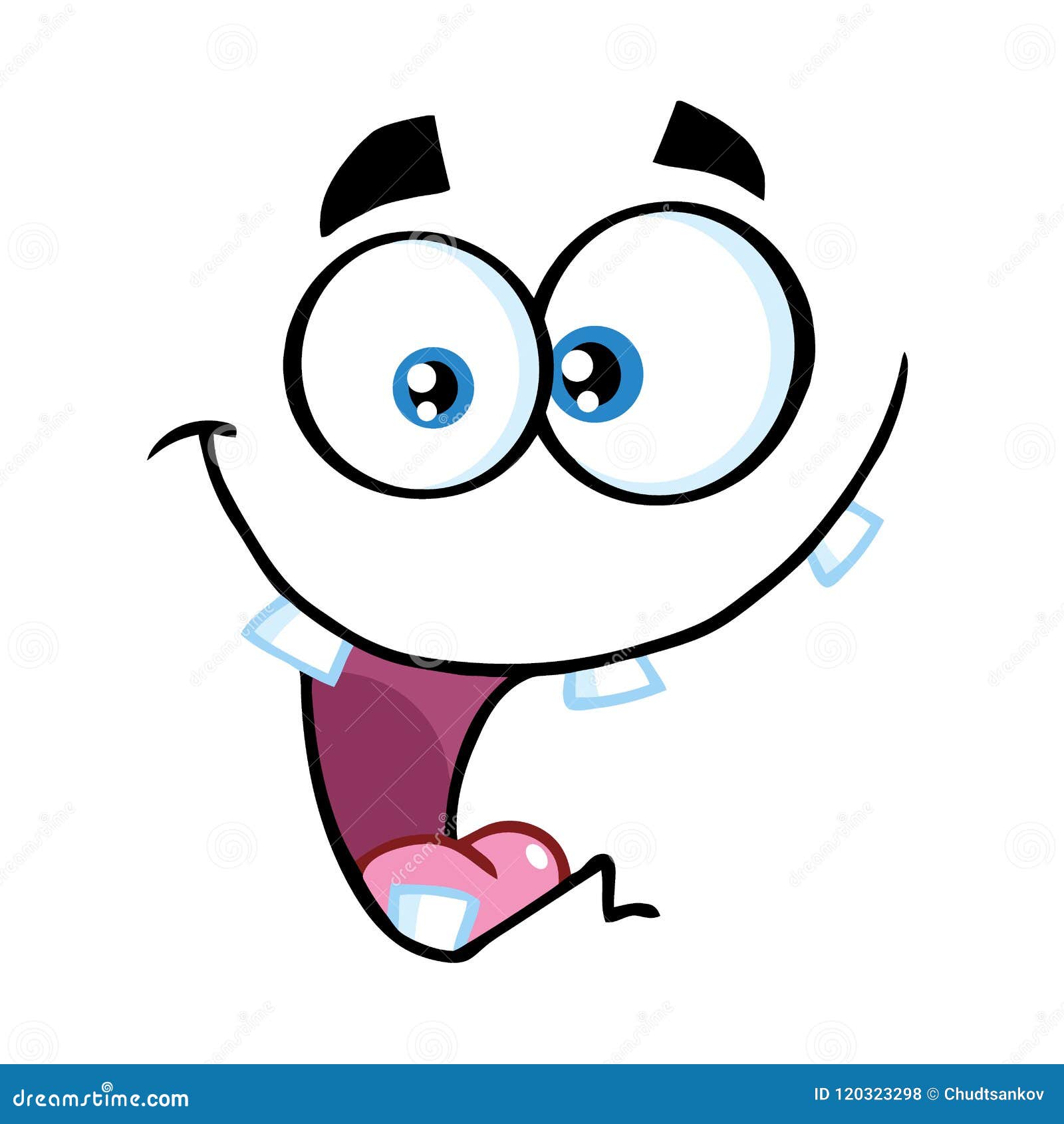 Crazy Cartoon Funny Face with Smiling Expression Stock Vector -  Illustration of emoji, eyes: 120323298