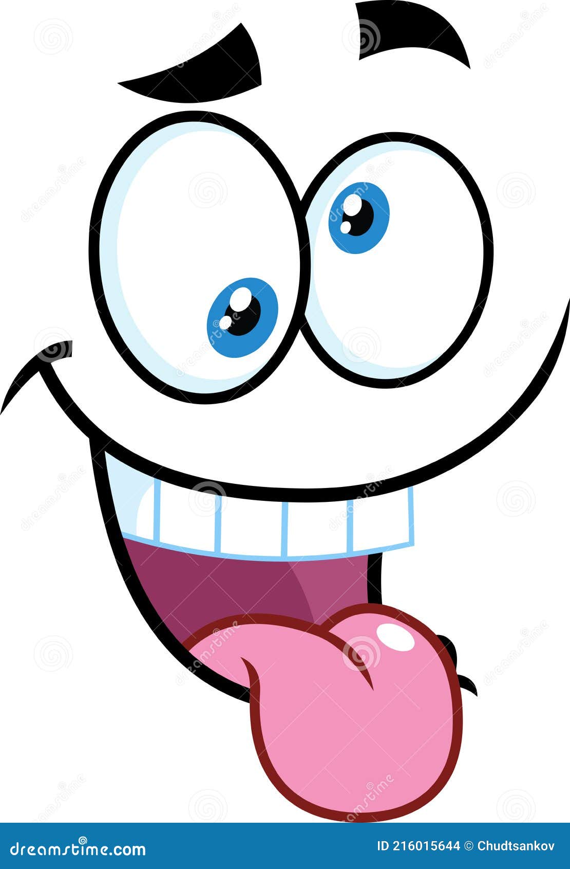 Crazy Cartoon Funny Face with Smiling Expression Stock Vector ...