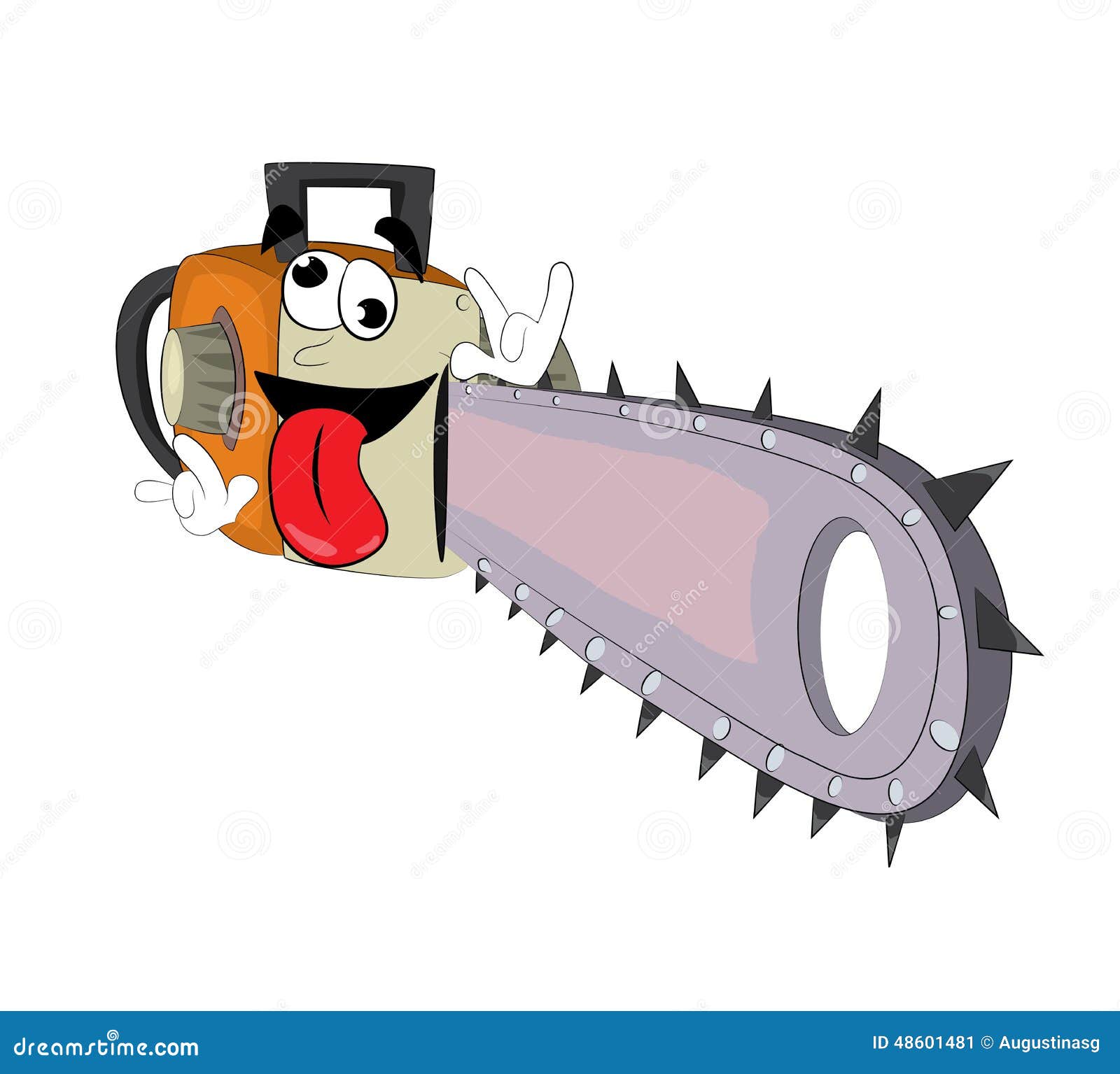 Crazy chainsaw cartoon stock illustration. Illustration of laugh 48601481