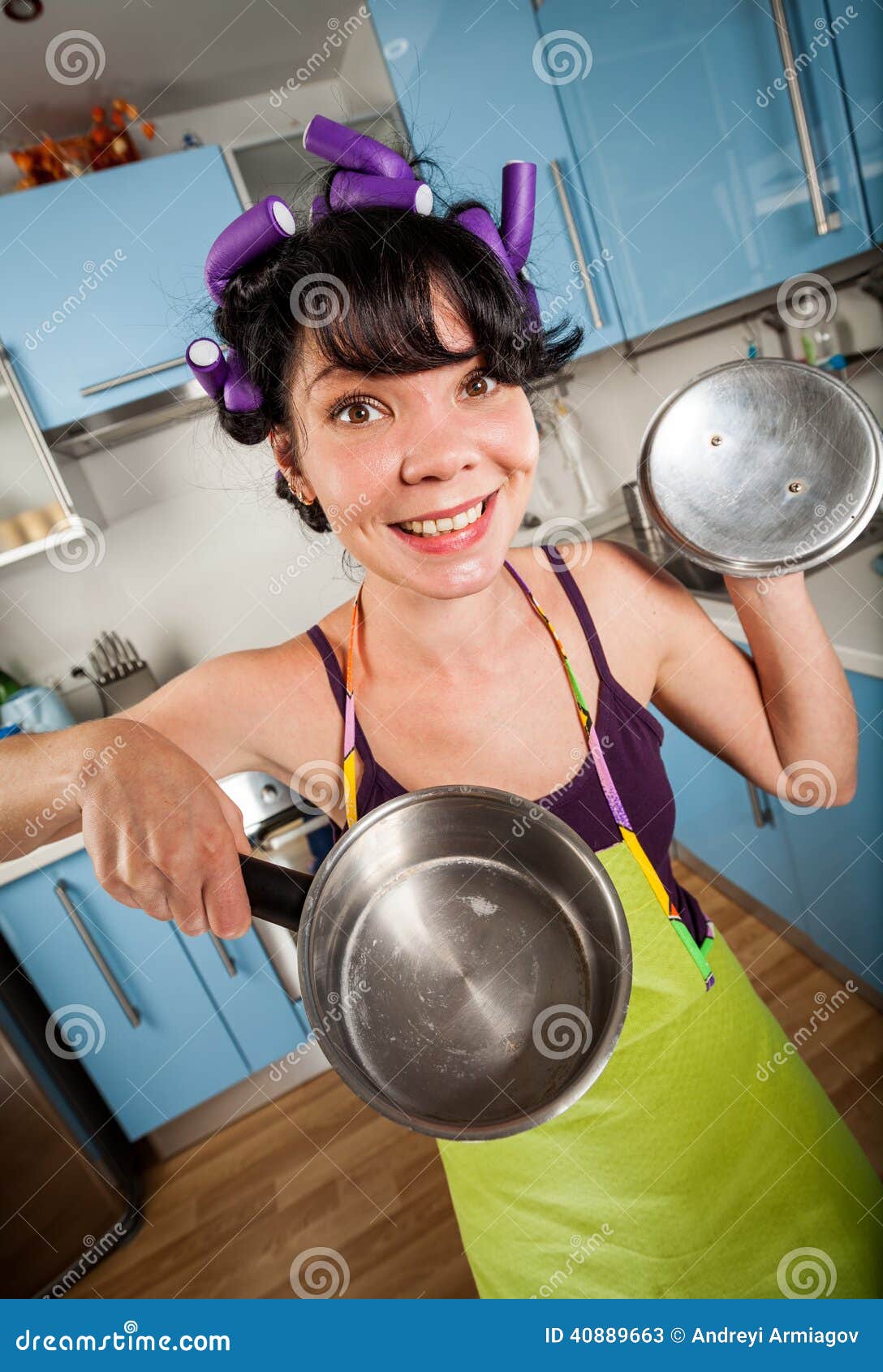 Crazy funny housewife stock image. Image of crazy, person 40889663