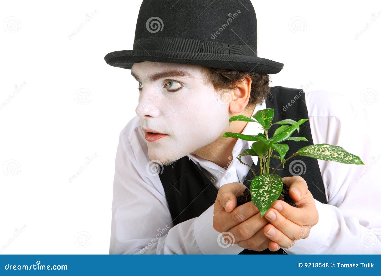 Crazy gardener mime. stock photo. Image of concepts, green - 9218548, image size:1600x1157