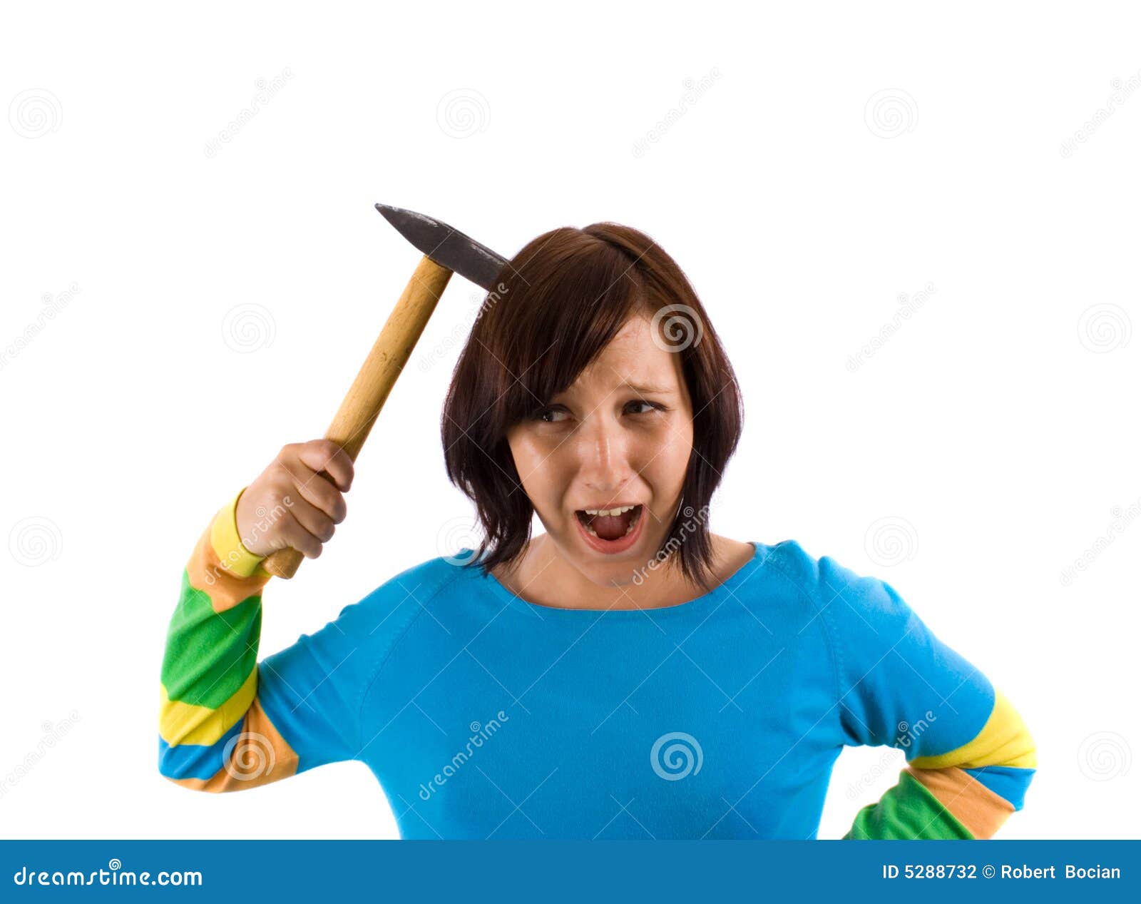 Crazy girl stock photo. Image of lady, person, hammer 5288732