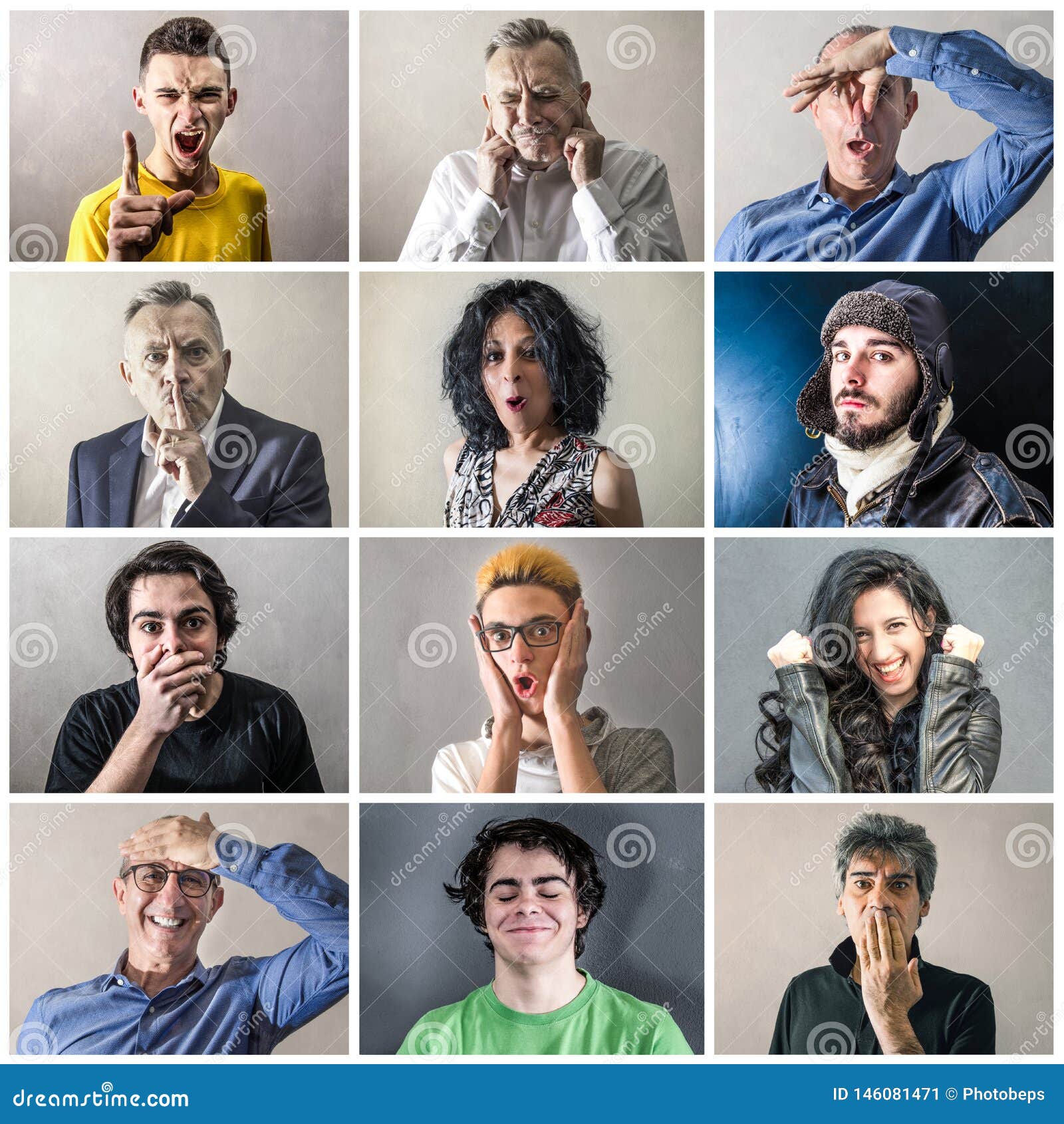 Crazy group of expressions stock image. Image of engaged 146081471