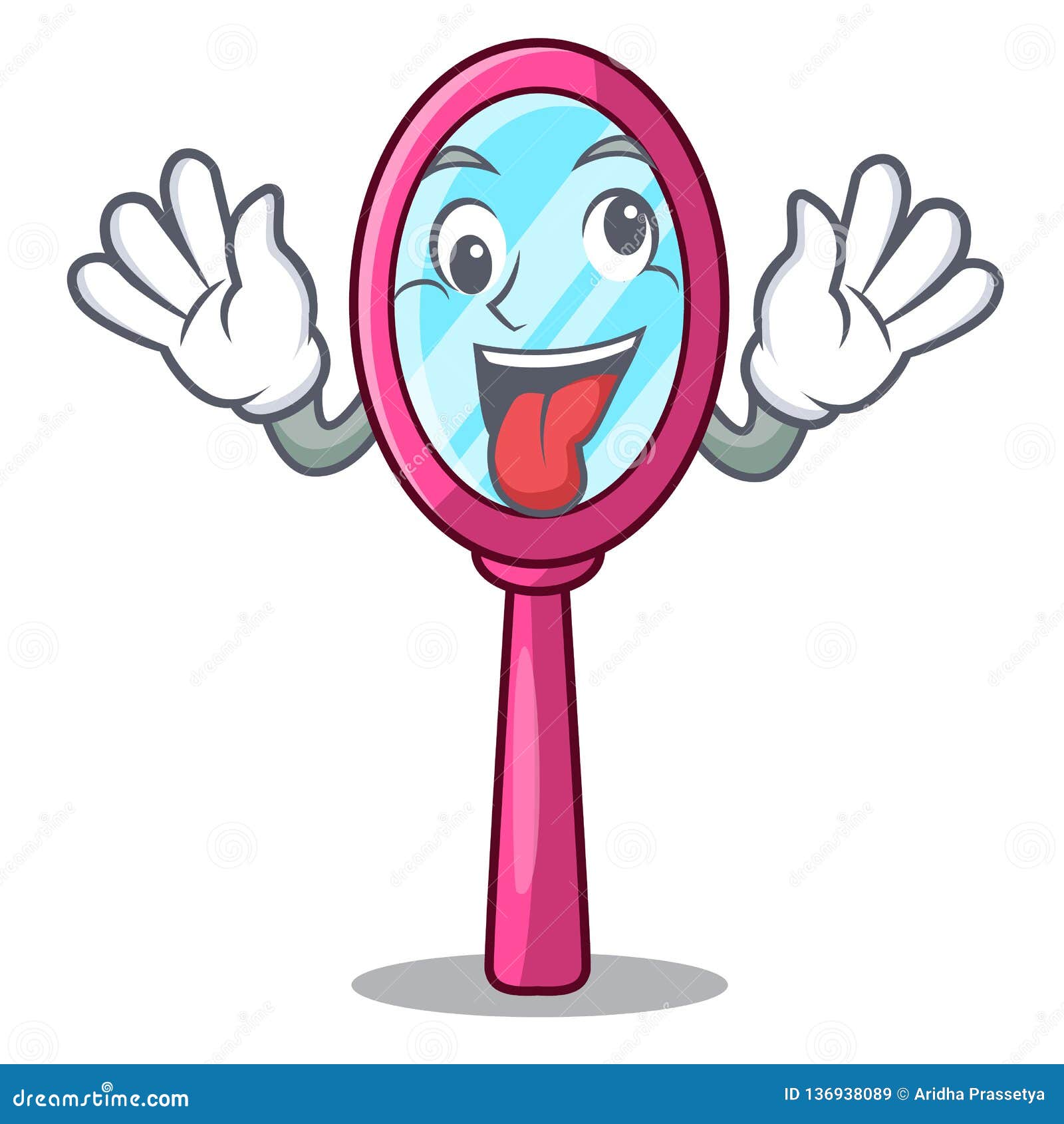 Crazy Handheld Mirror at the Cartoon Table Stock Vector Illustration