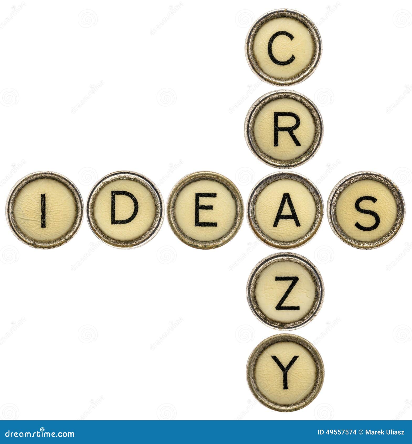 Crazy ideas crossword stock photo. Image of typewriter 49557574