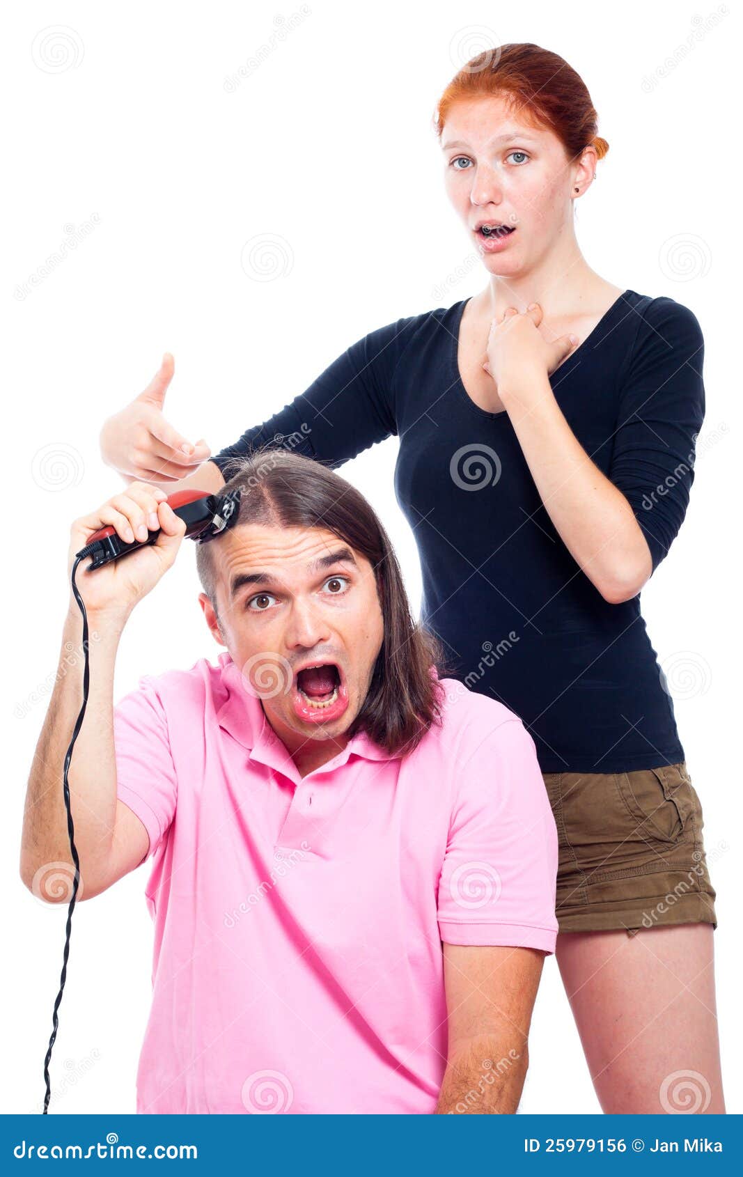 Crazy Man Shaving His Head with Hair Trimmer Stock Photo - Image of  caucasian, background: 25979156