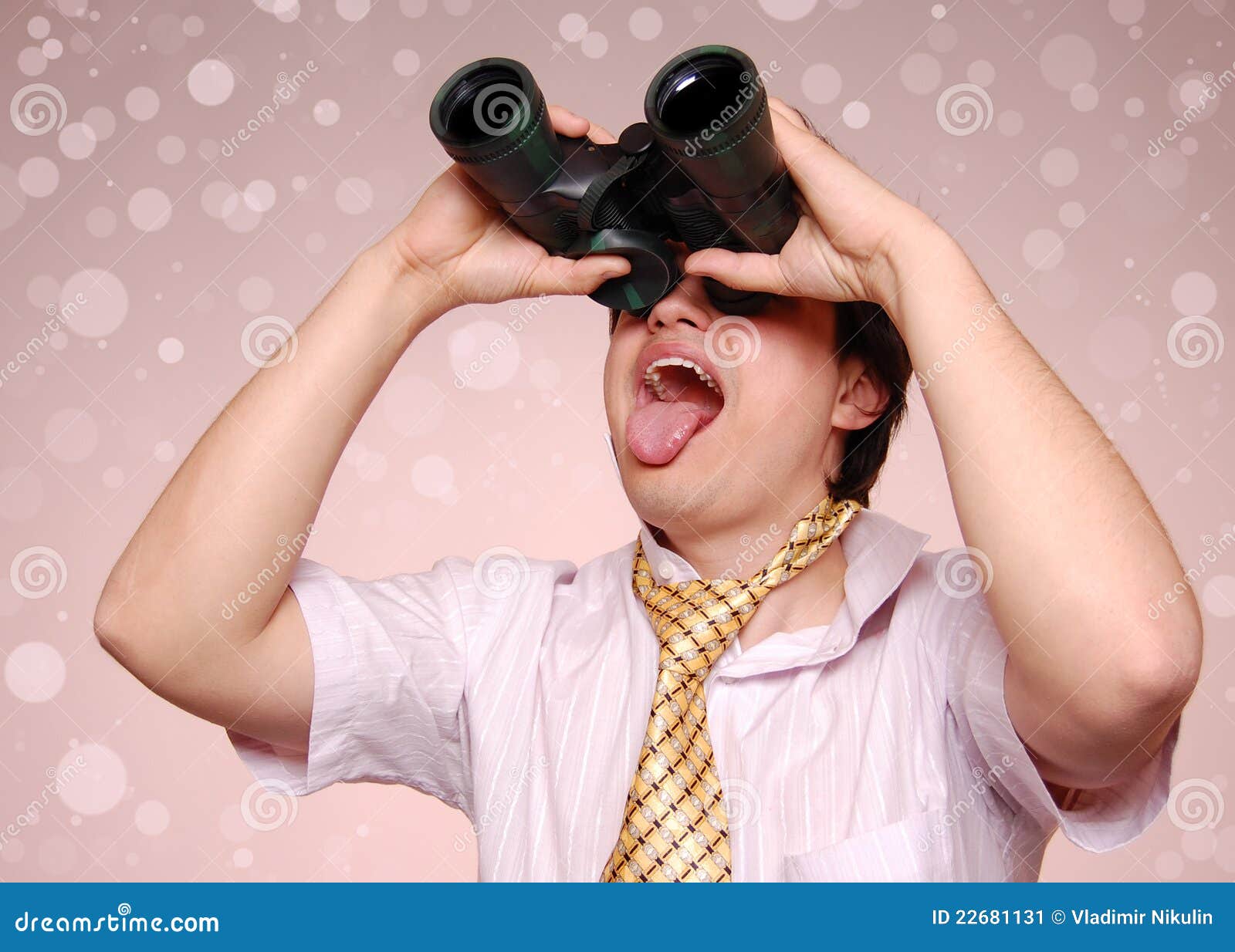 Crazy men with binocular stock image. Image of crazy 22681131