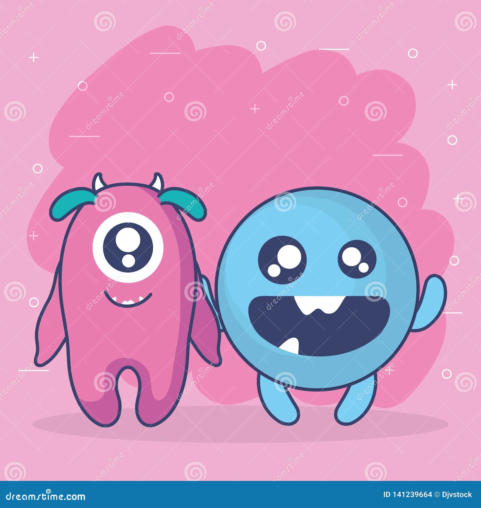 Crazy Monsters Couple Comic Characters Stock Vector - Illustration of  comic, face: 141239664