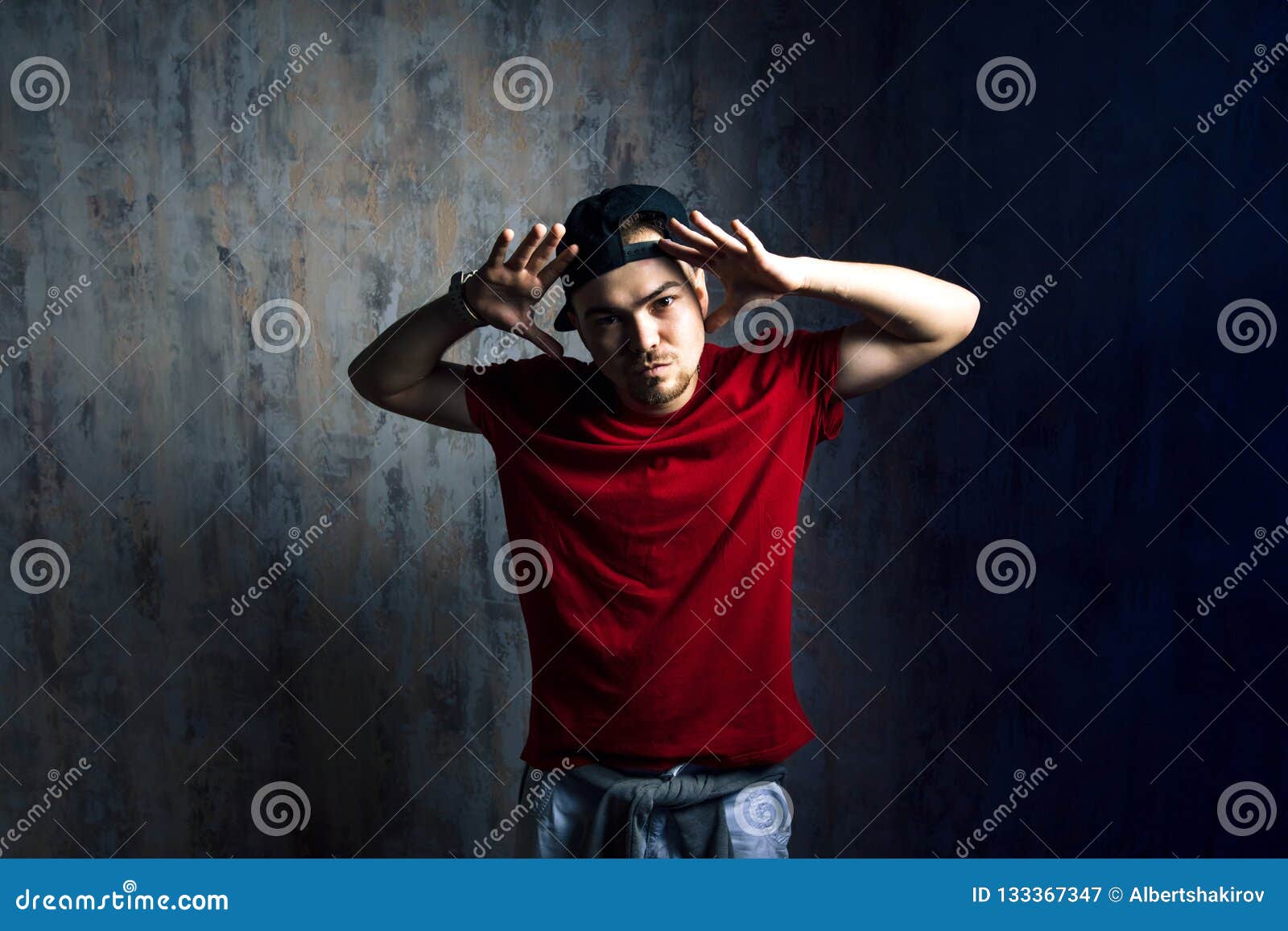 Crazy rapper showing coool hand gesture