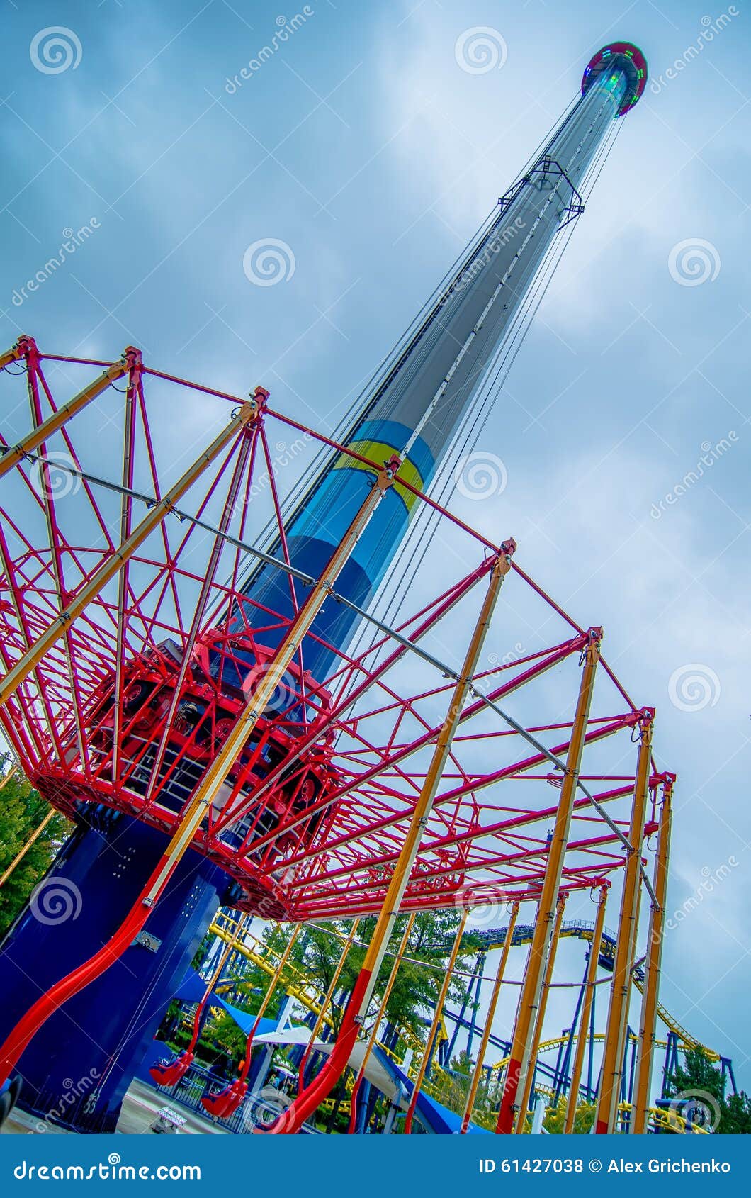 Crazy Rollercoaster Rides at Amusement Park Editorial Stock Photo