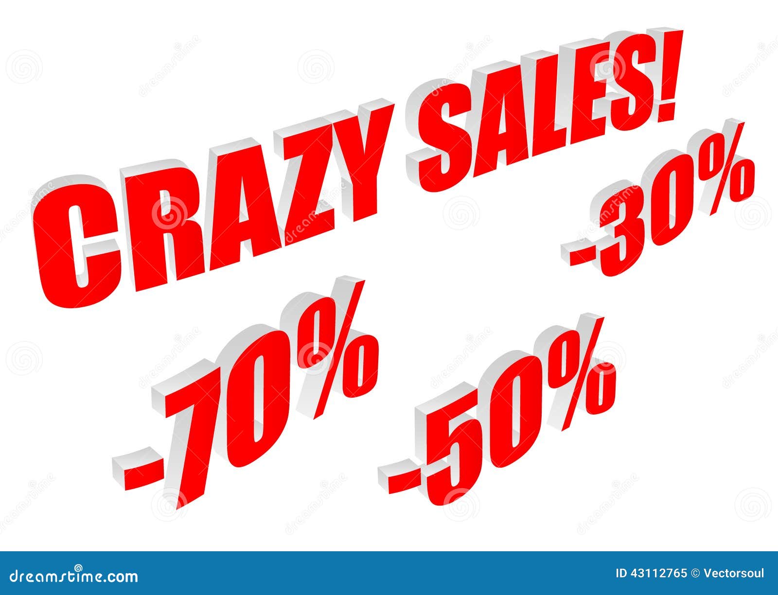 Crazy Sales Text with Percentages Stock Vector Illustration of