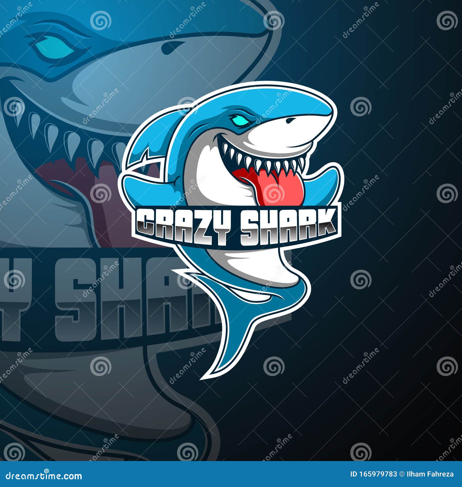 Crazy Shark Esport Mascot Logo Design Stock Vector - Illustration of ...