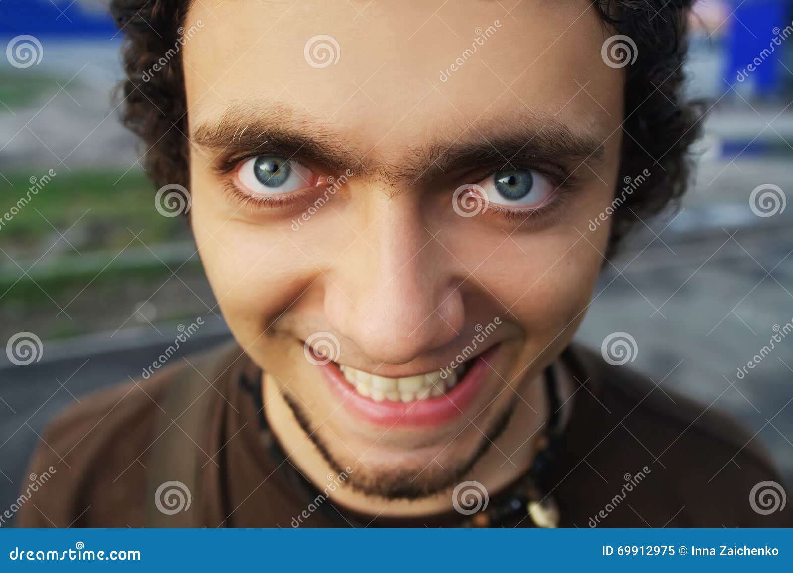 Crazy smile big eyes stock image. Image of close, nose 69912975