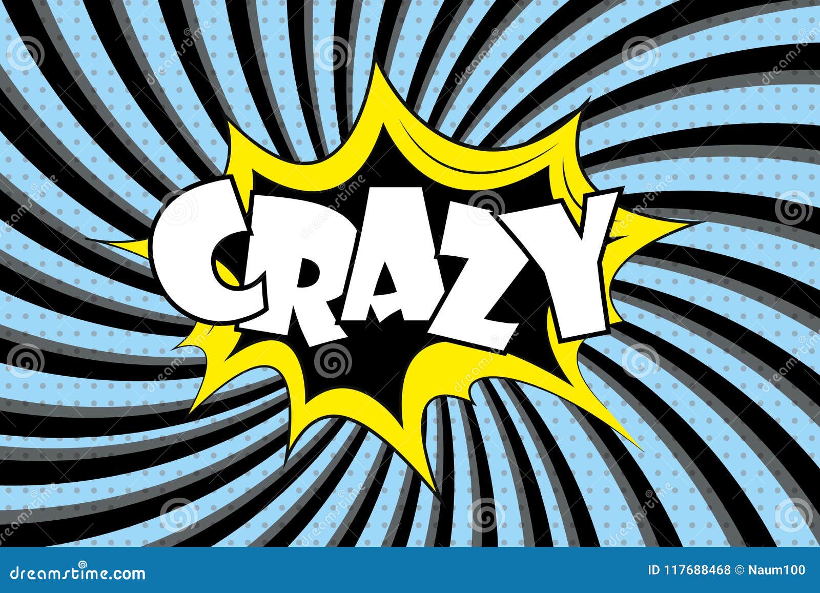 Crazy Text in Retro Comic Style. Stock Vector Illustration of
