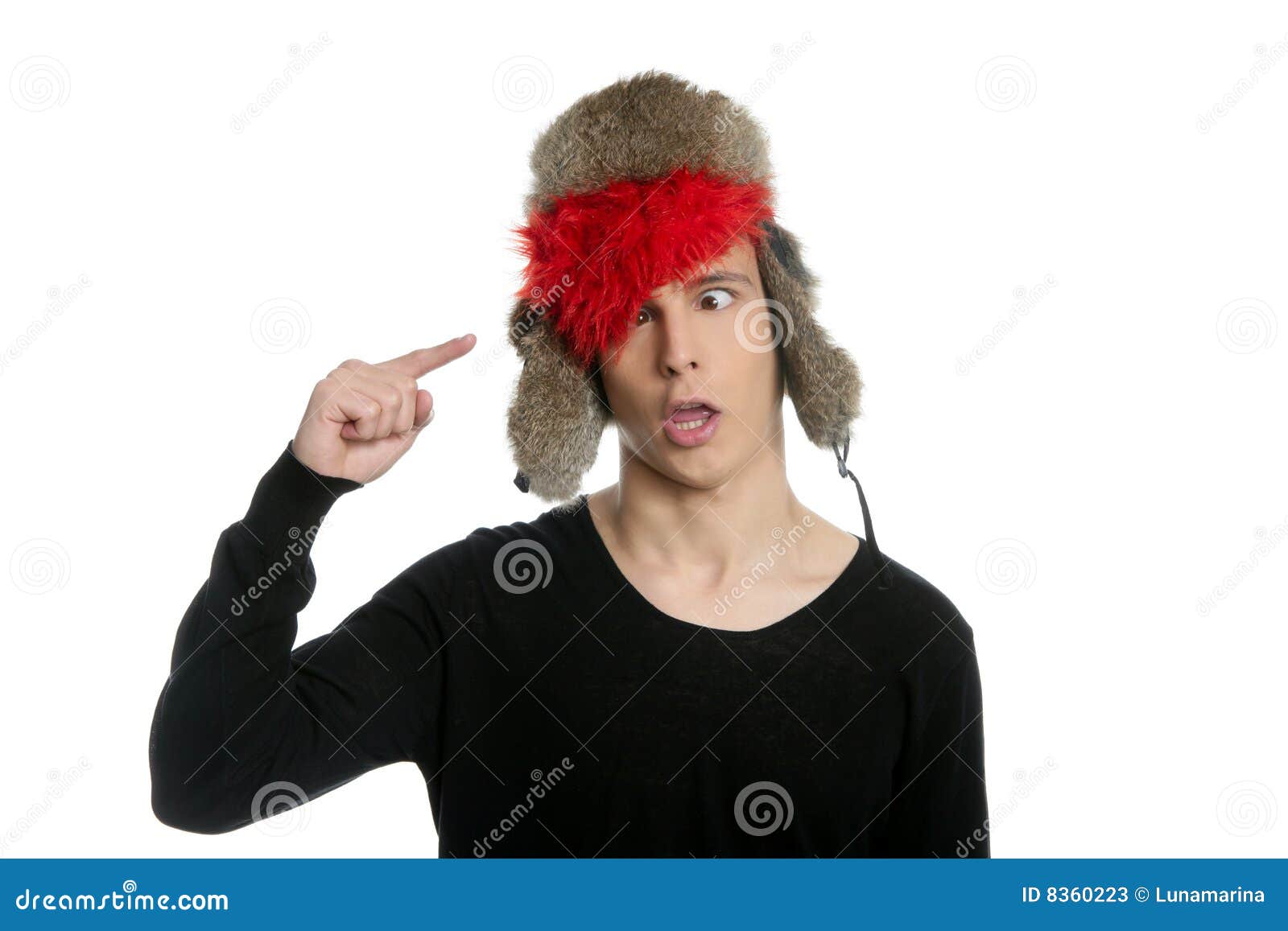 Funny Guy Naked With Blue Wig And Red Tie Stock Image 