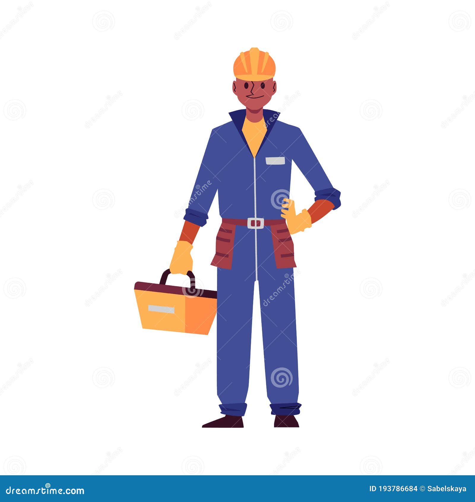 Creador De Caricaturas O Hombre De Mantenimiento Con Uniforme Azul Y Casco  Ilustración del Vector - Ilustración de equipo, industrial: 193786684