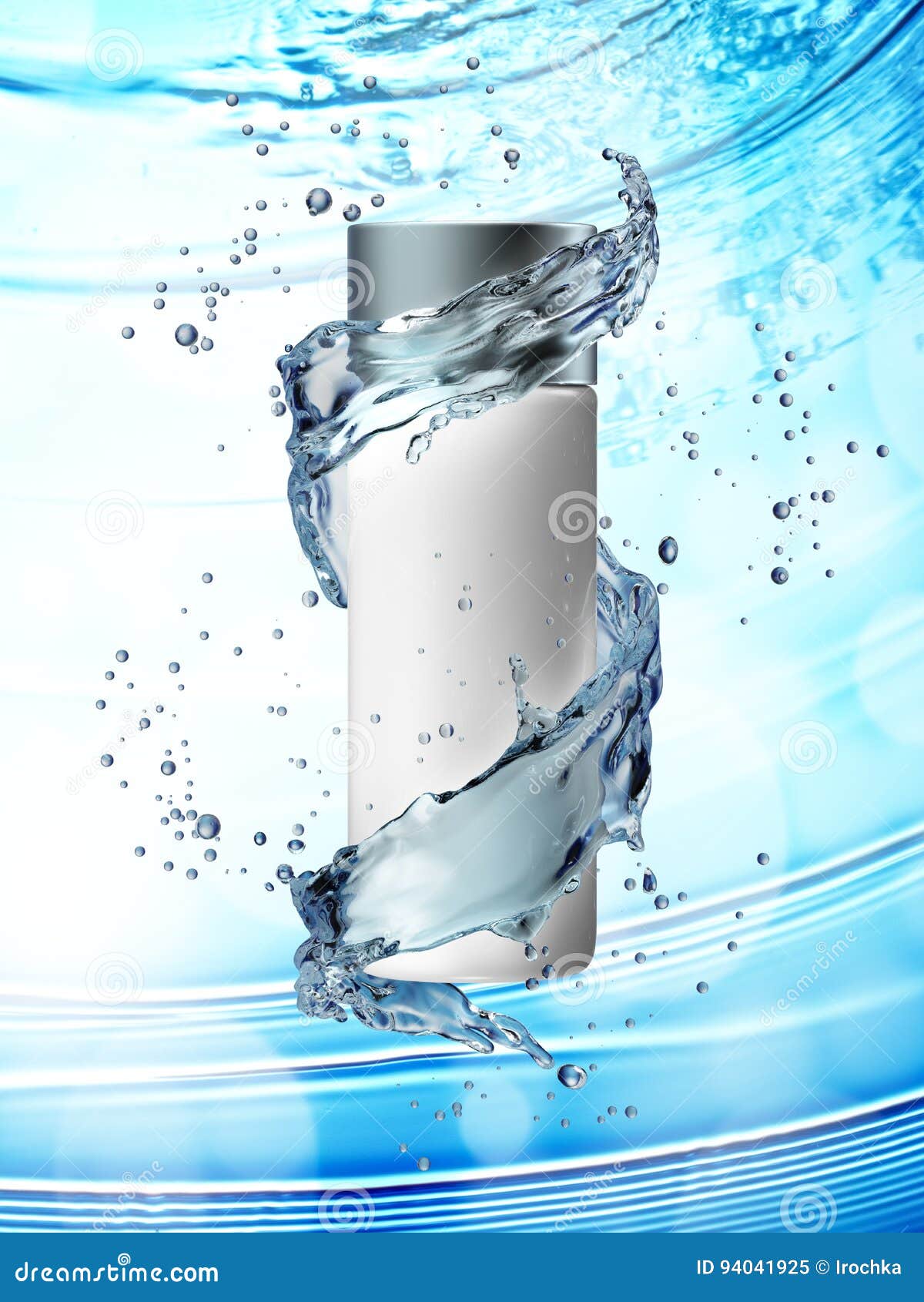 Download Cream Bottle Mock Up In Water Splash On Blue Background Stock Image Image Of Cream Container 94041925