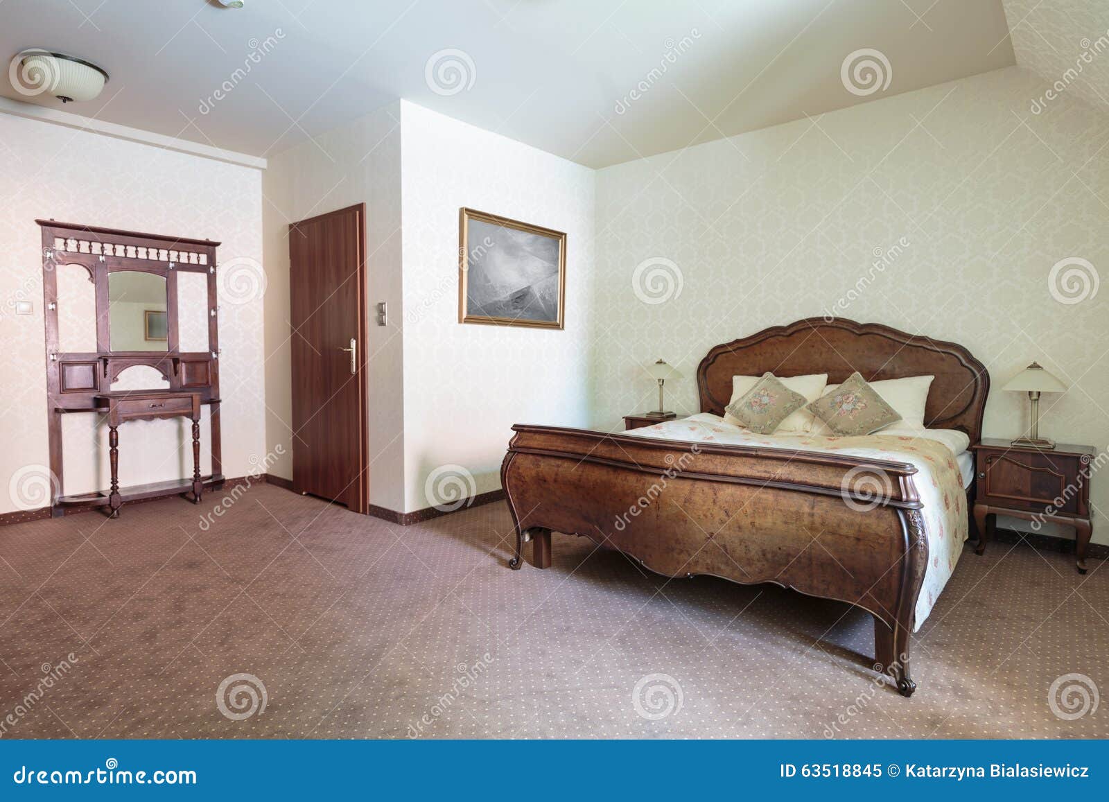 Cream and Brown Bedroom Interior Stock Image Image of luxury, house