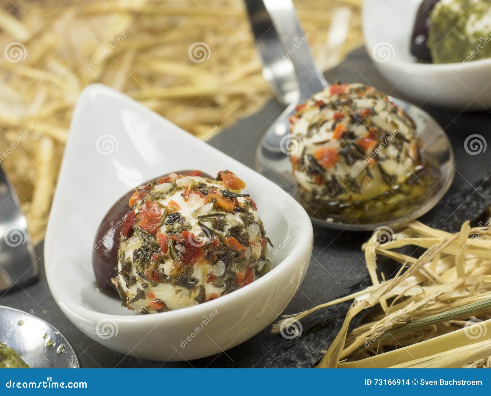 Cream cheese balls stock photo. Image of buffet, spoon 73166914