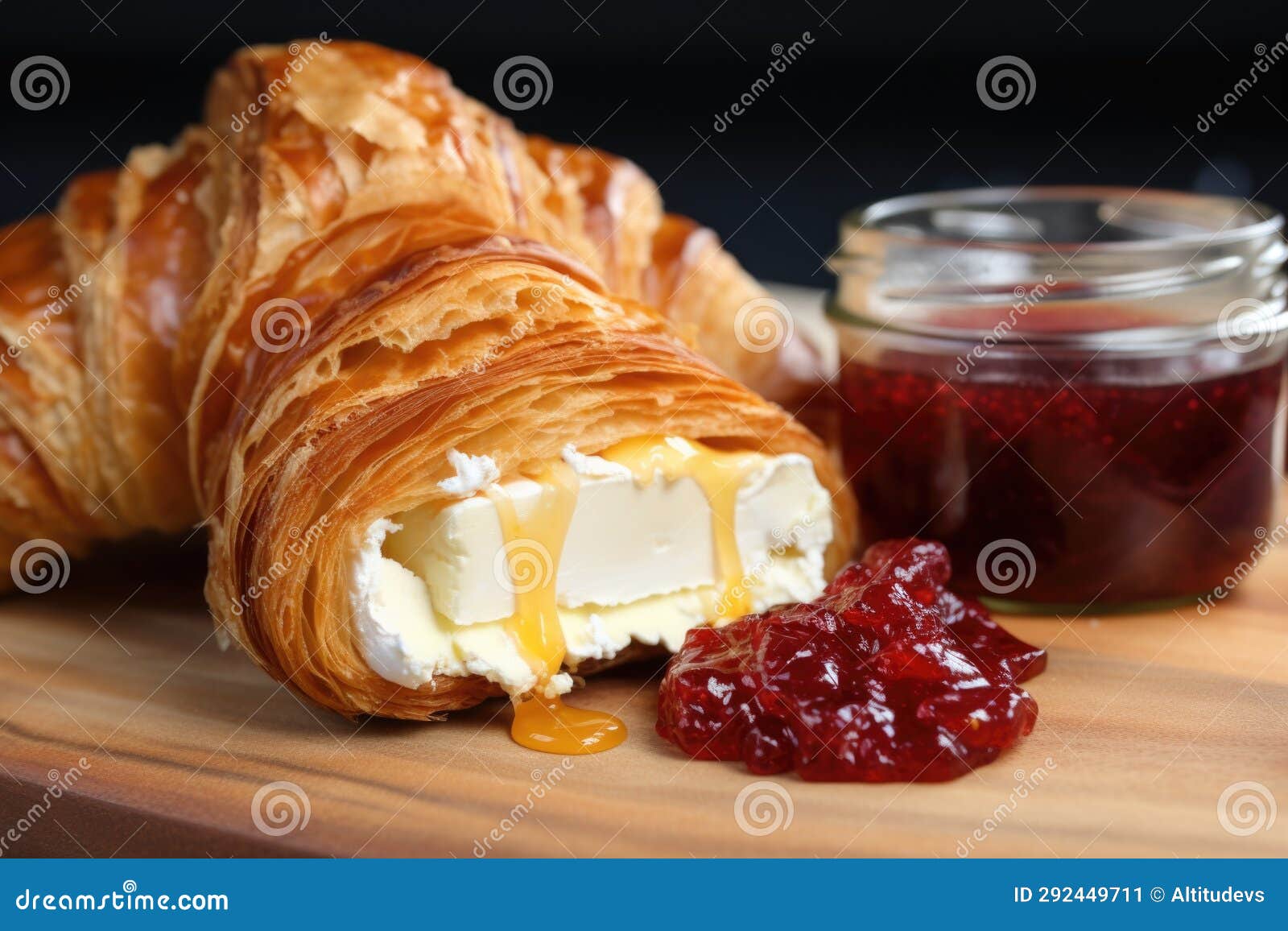Cream Cheese and Jelly on Buttery Croissant Stock Image Image of