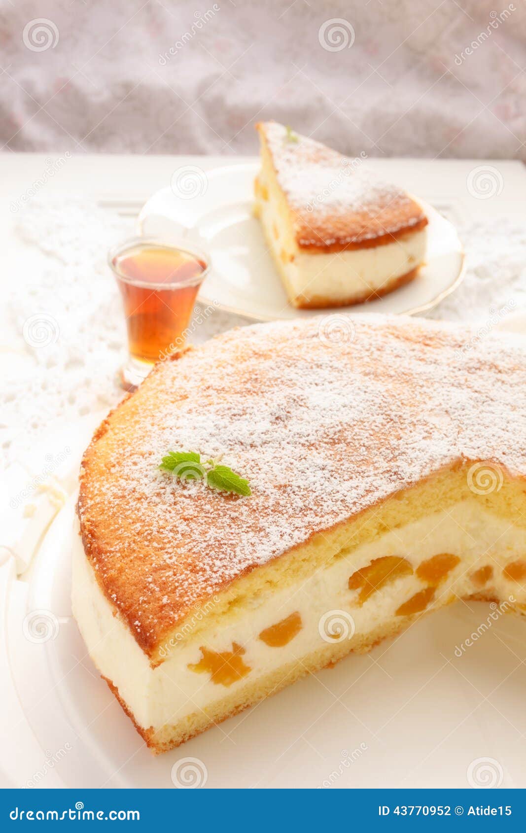 Cream Cheese Peach Cake stock photo. Image of cream, dessert 43770952